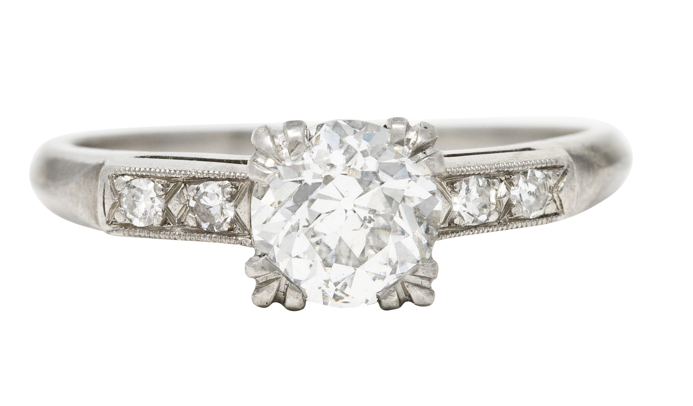 Art Deco 0.99 CTW Old European Diamond Platinum Engagement Ring GIA Wilson's Estate Jewelry