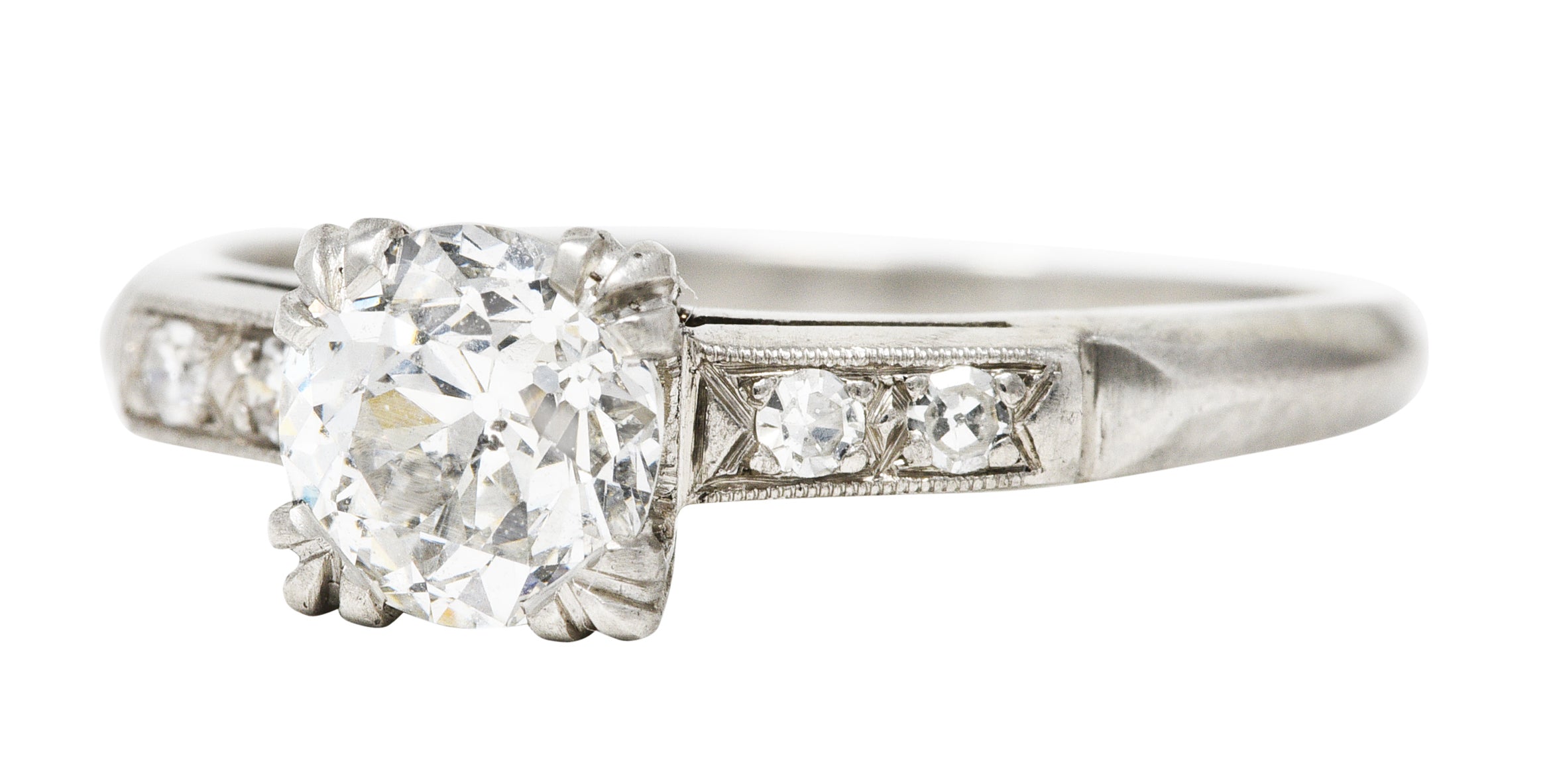 Art Deco 0.99 CTW Old European Diamond Platinum Engagement Ring GIA Wilson's Estate Jewelry