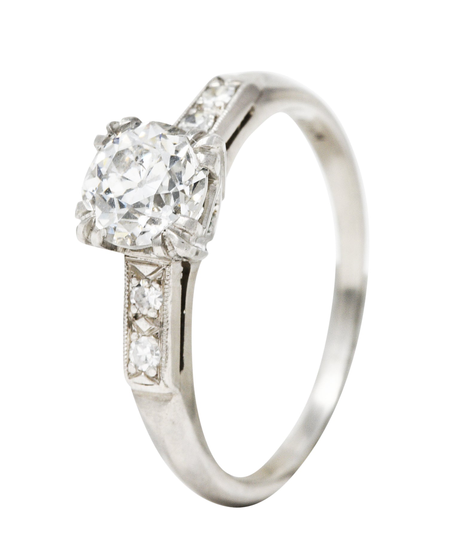 Art Deco 0.99 CTW Old European Diamond Platinum Engagement Ring GIA Wilson's Estate Jewelry