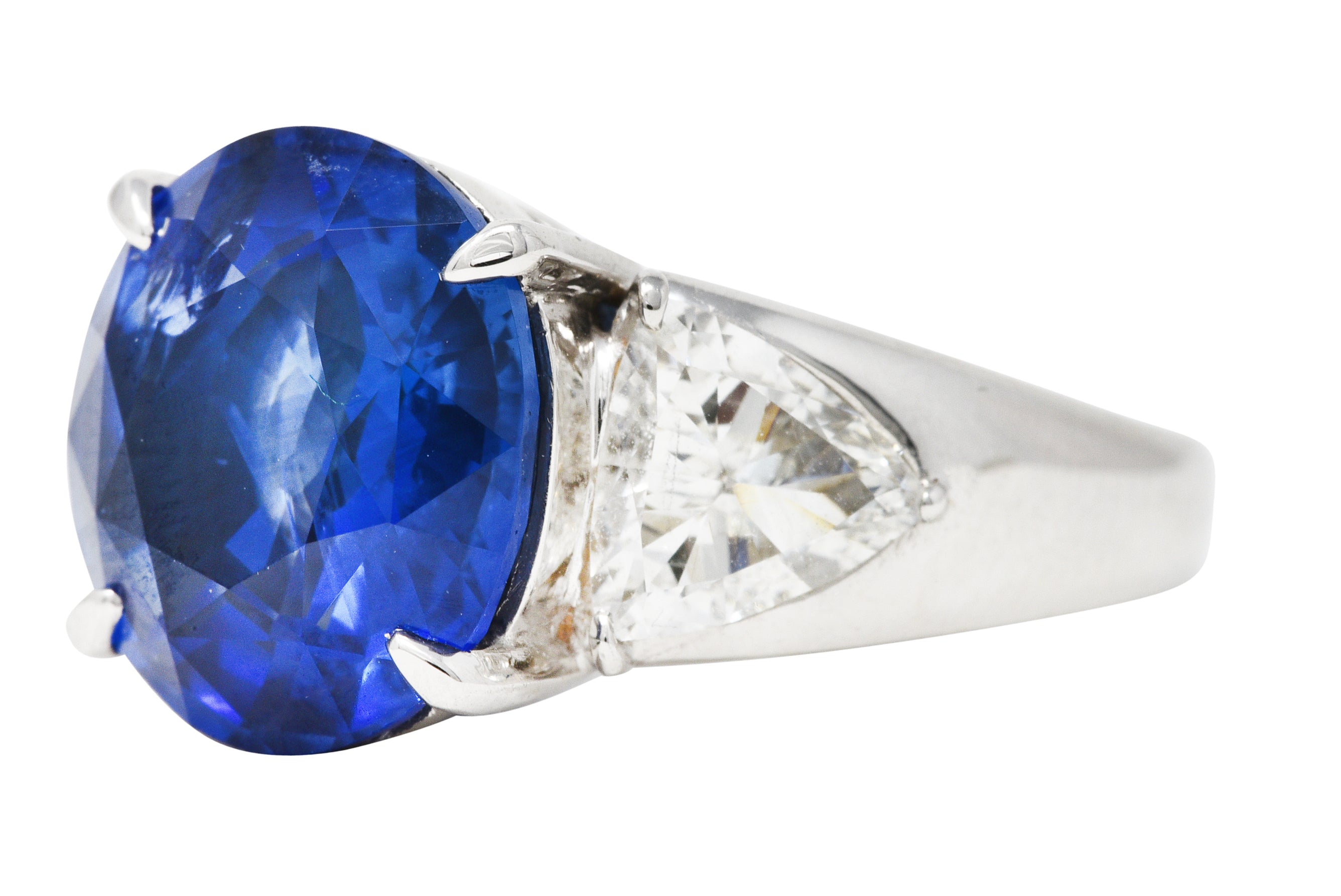 Contemporary 7.55 CTW Ceylon Sapphire Diamond Platinum Unisex Gemstone Ring GIA Wilson's Estate Jewelry