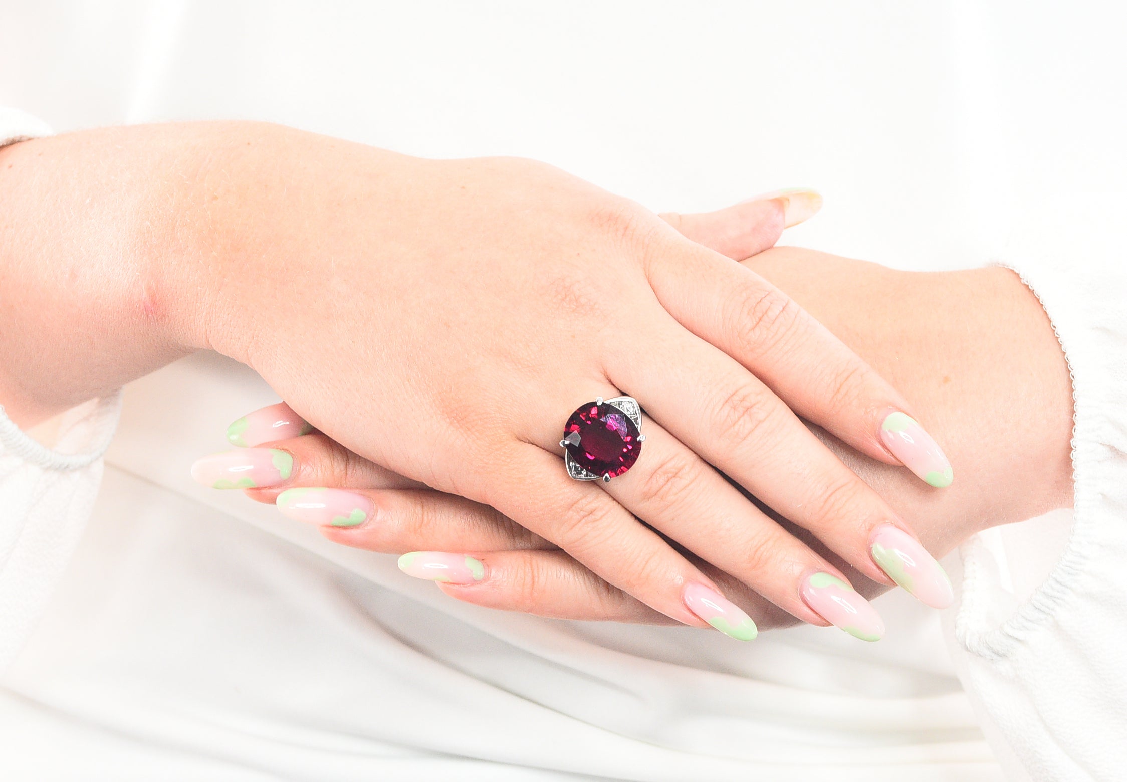 Substantial 13.57 CTW Rubellite Diamond Platinum Statement RingRing - Wilson's Estate Jewelry