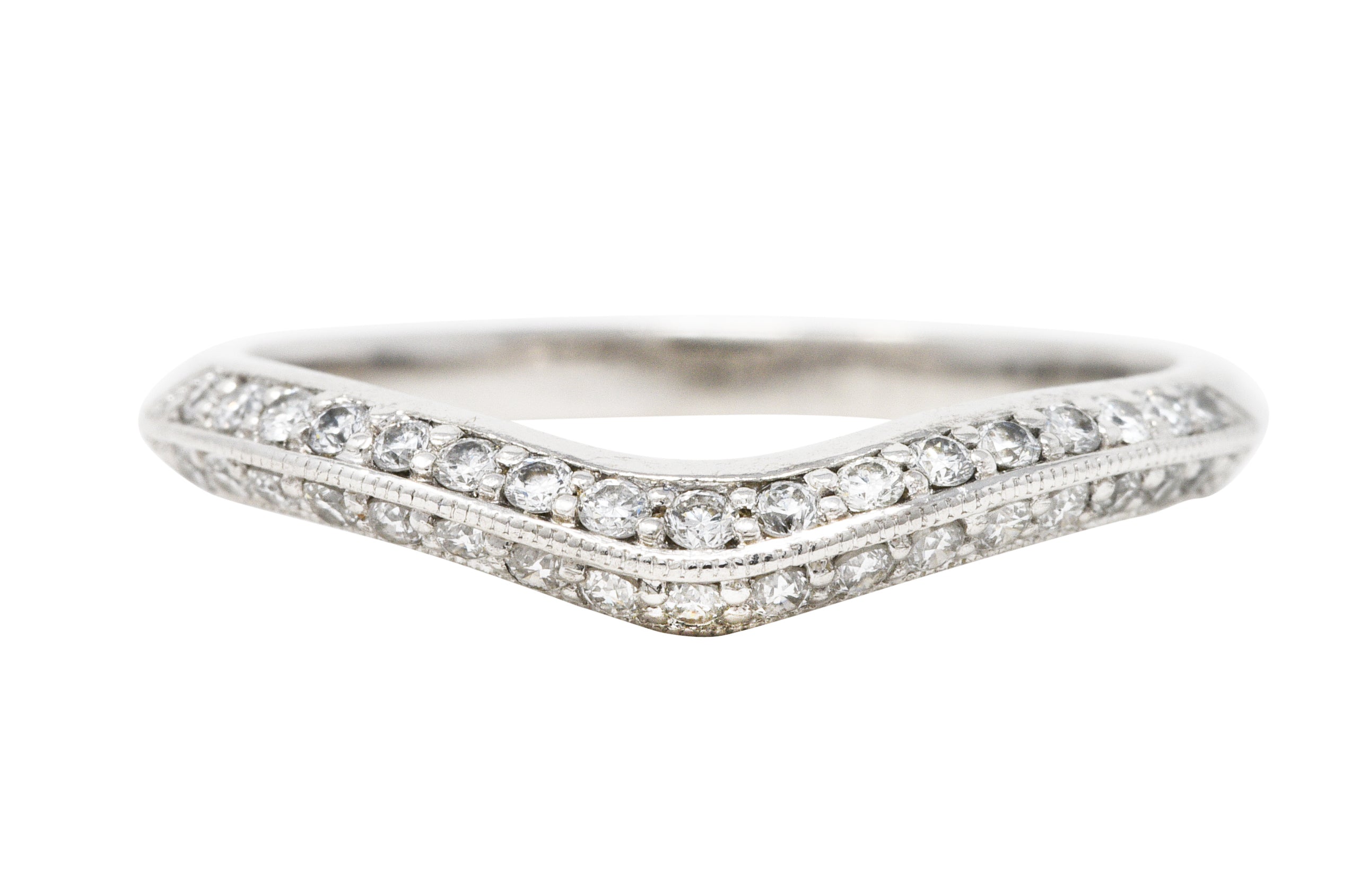 Contour 0.50 CTW Diamond Platinum Chevron Band RingRings - Wilson's Estate Jewelry