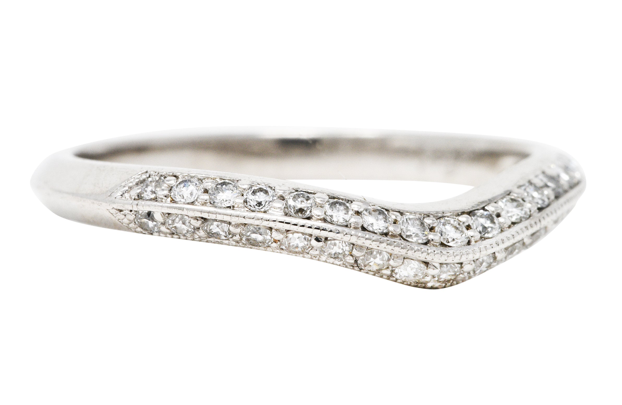 Contour 0.50 CTW Diamond Platinum Chevron Band RingRings - Wilson's Estate Jewelry