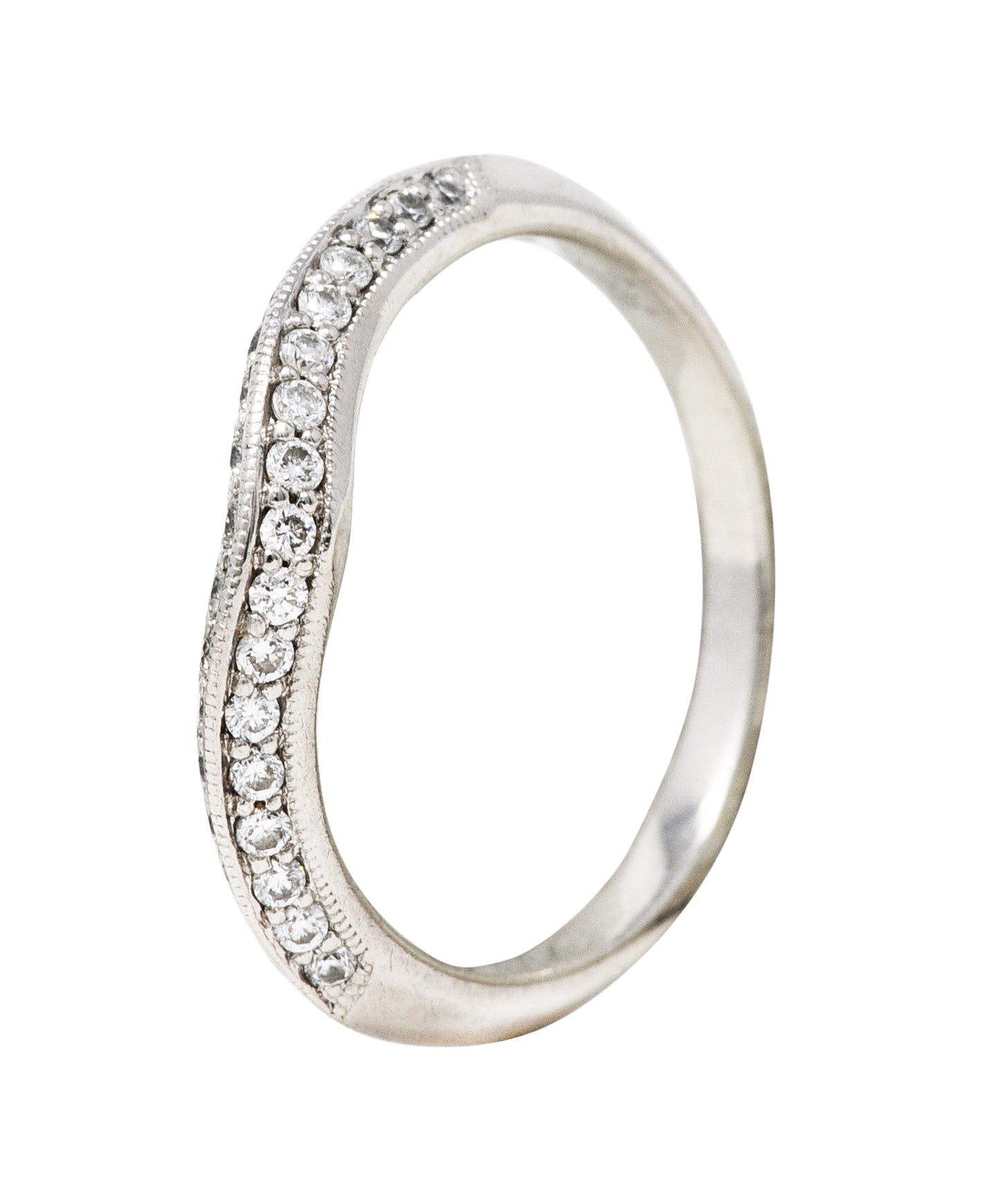 Contour 0.50 CTW Diamond Platinum Chevron Band RingRings - Wilson's Estate Jewelry