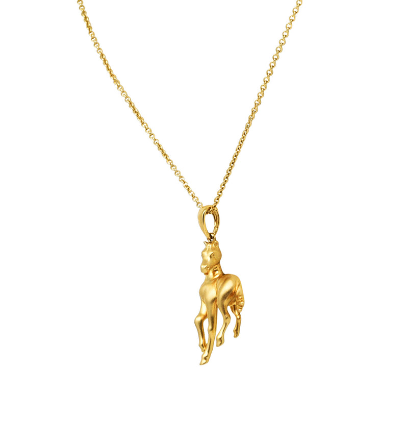 Contemporary Diamond 14 Karat Two-Tone Gold Equestrian Horse Pendant NecklaceNecklaces - Wilson's Estate Jewelry