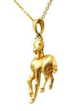 Contemporary Diamond 14 Karat Two-Tone Gold Equestrian Horse Pendant NecklaceNecklaces - Wilson's Estate Jewelry