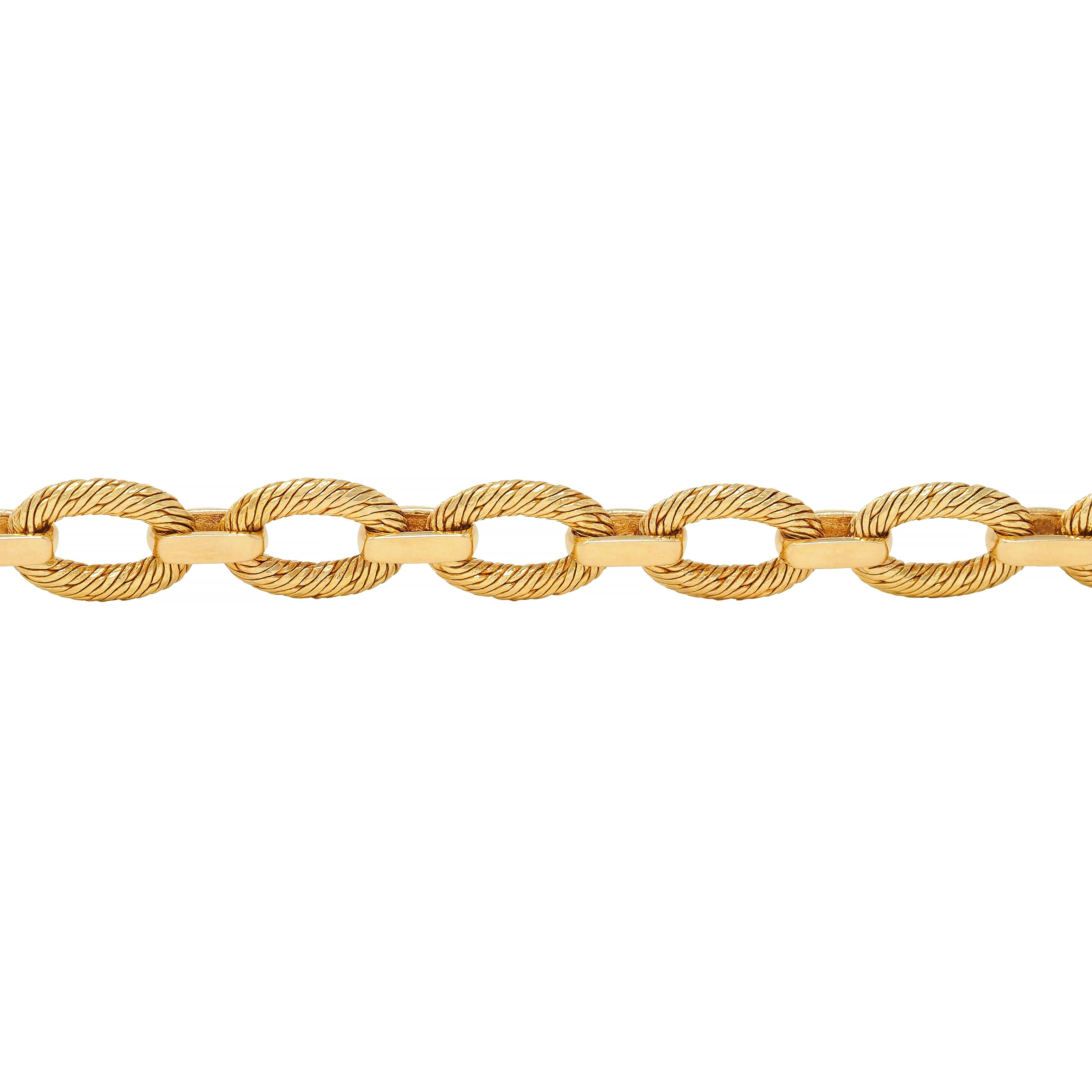 Tiffany French 1960s 18 Karat Yellow Gold Textured Vintage Oval Link Bracelet