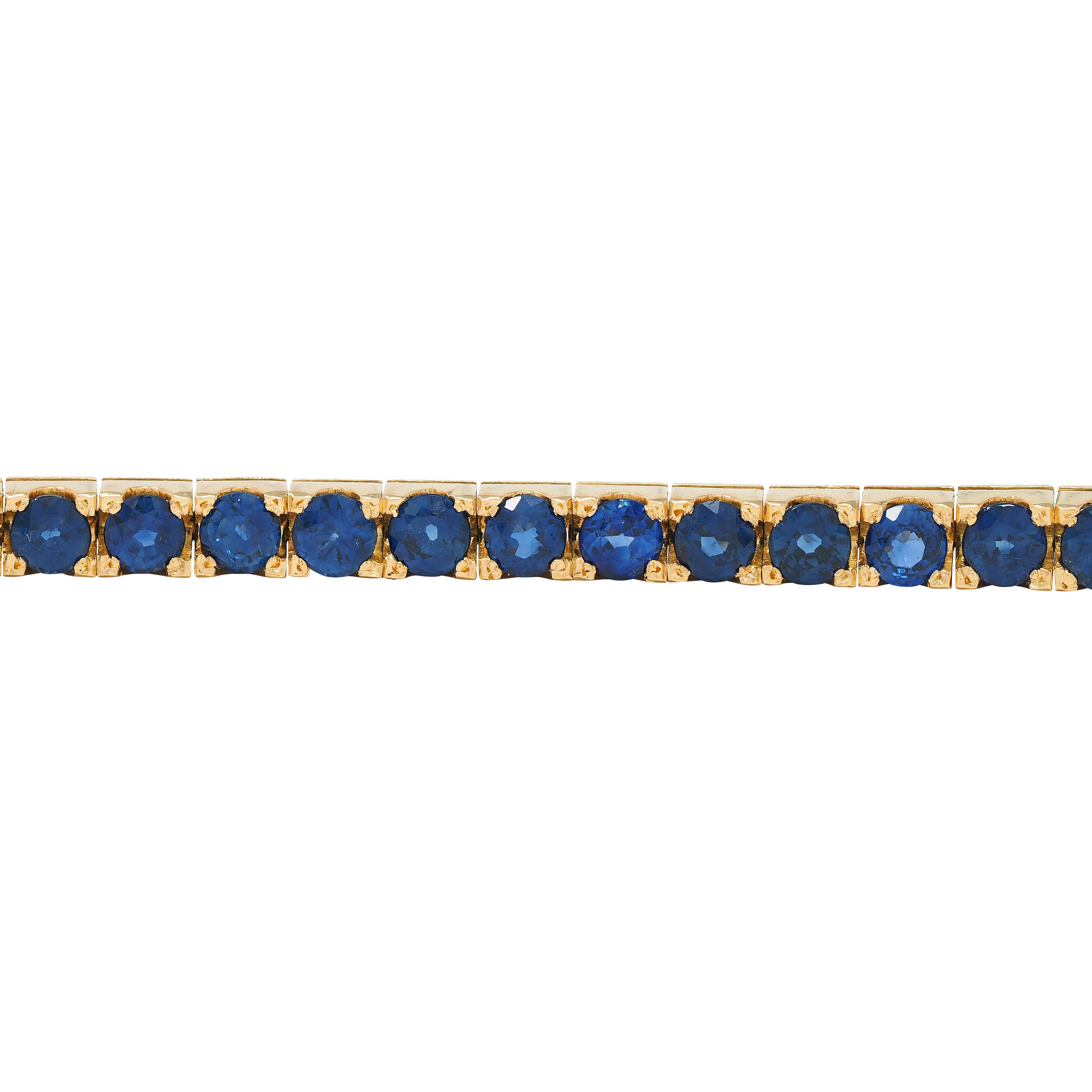 1990's 6.90 CTW Sapphire 18 Karat Yellow Gold Vintage Line Bracelet