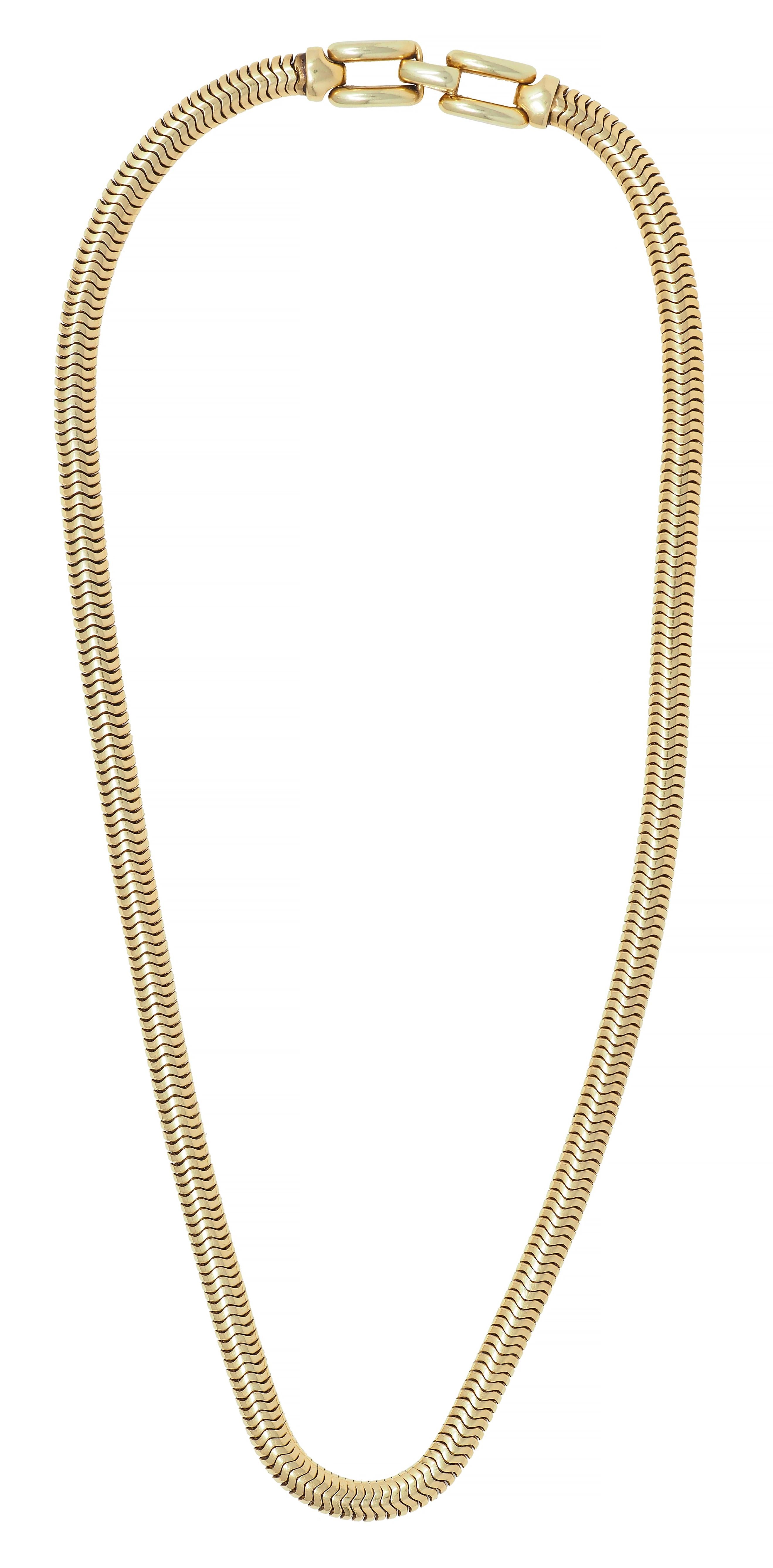 Tiffany & Co. 1940's Retro 14 Karat Yellow Gold Vintage Snake Chain Necklace