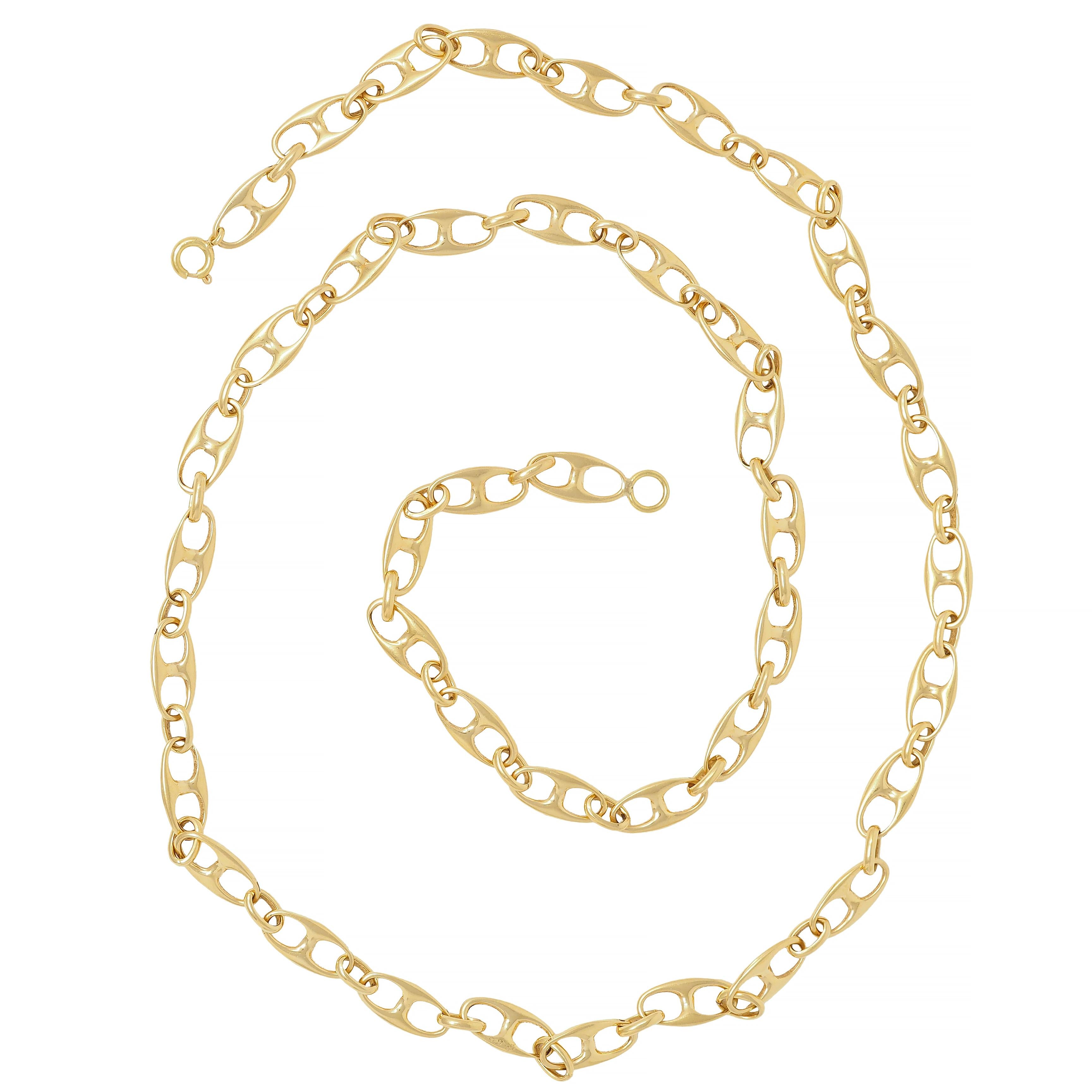 Vintage 18 Karat Yellow Gold Fancy Mariner Link Chain Necklace