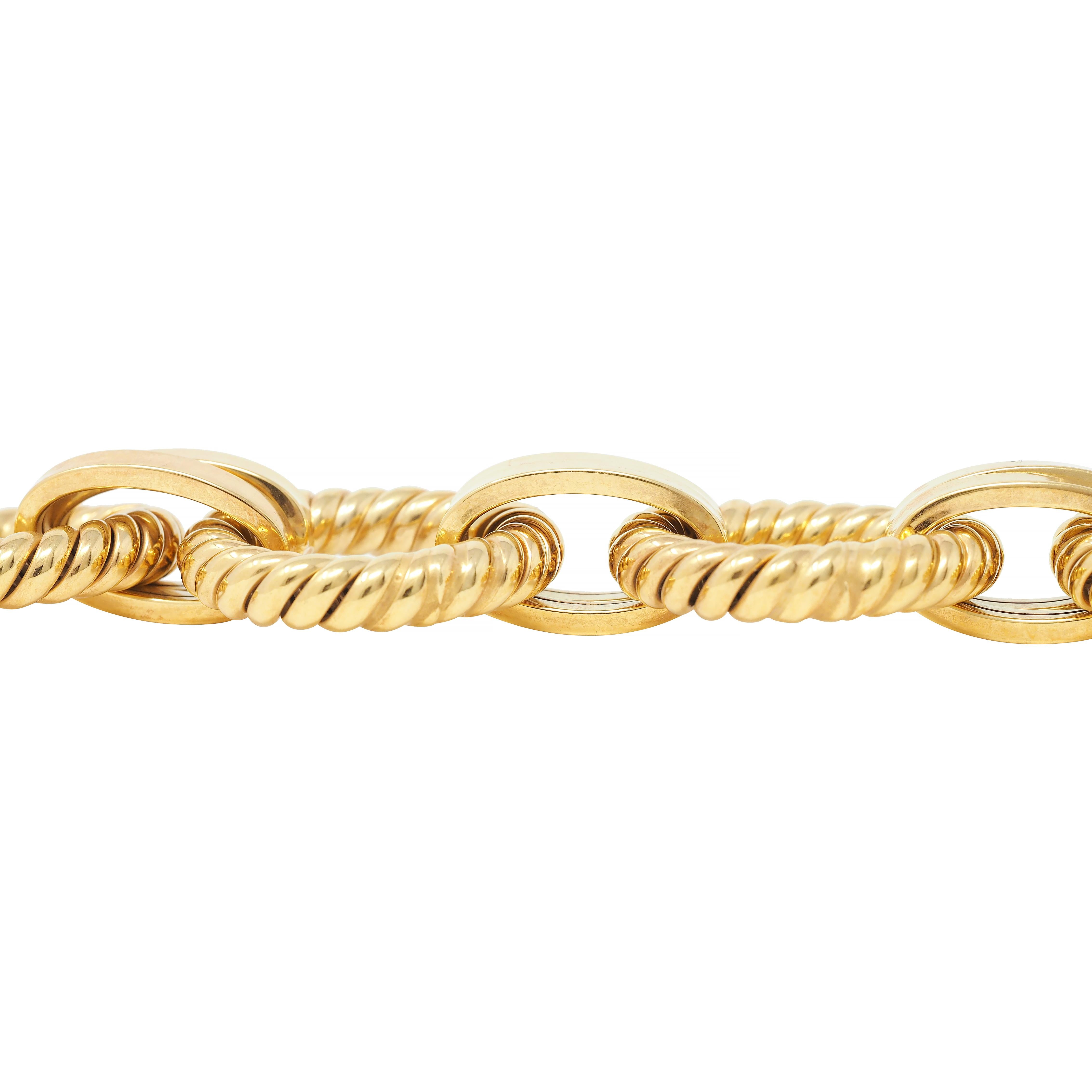 1970's 14 Karat Yellow Gold Vintage Twisted Rope Link Bracelet