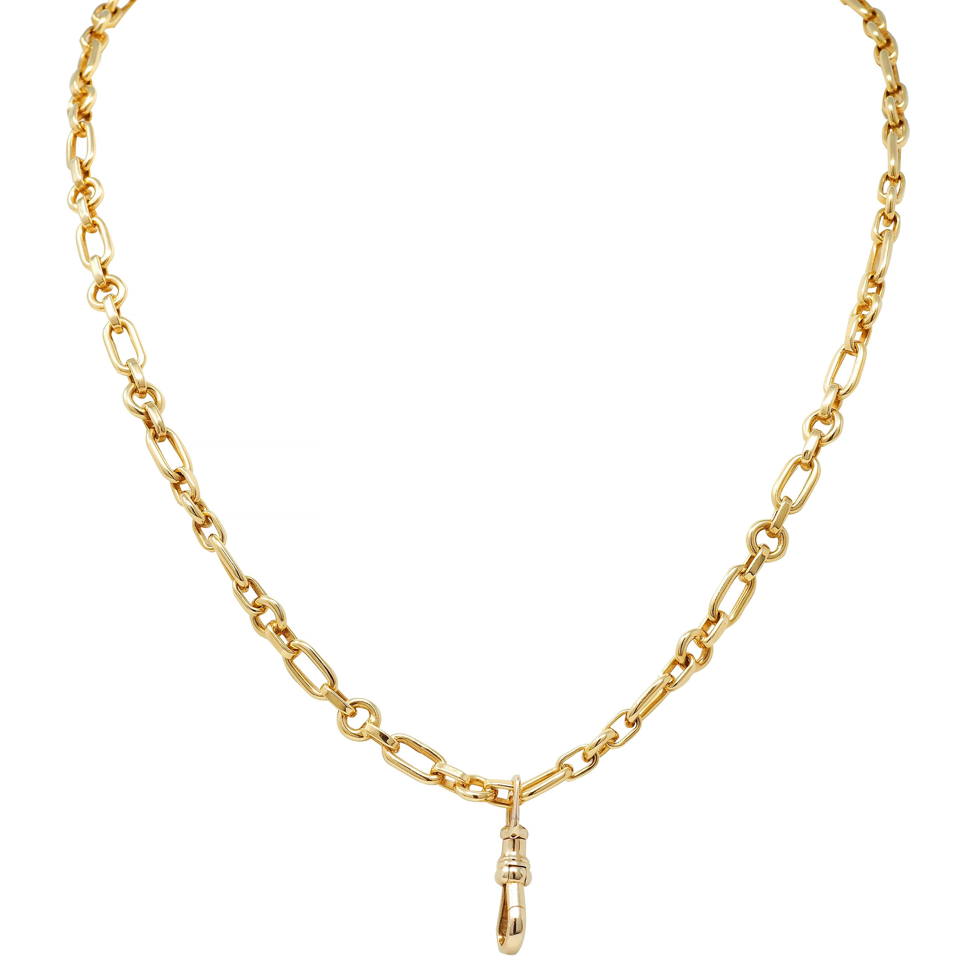 Vintage 18 Karat Yellow Gold Fancy Paperclip Link Chain Necklace