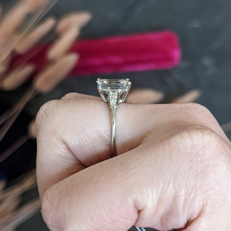 Estate emerald cut diamond on sale ring