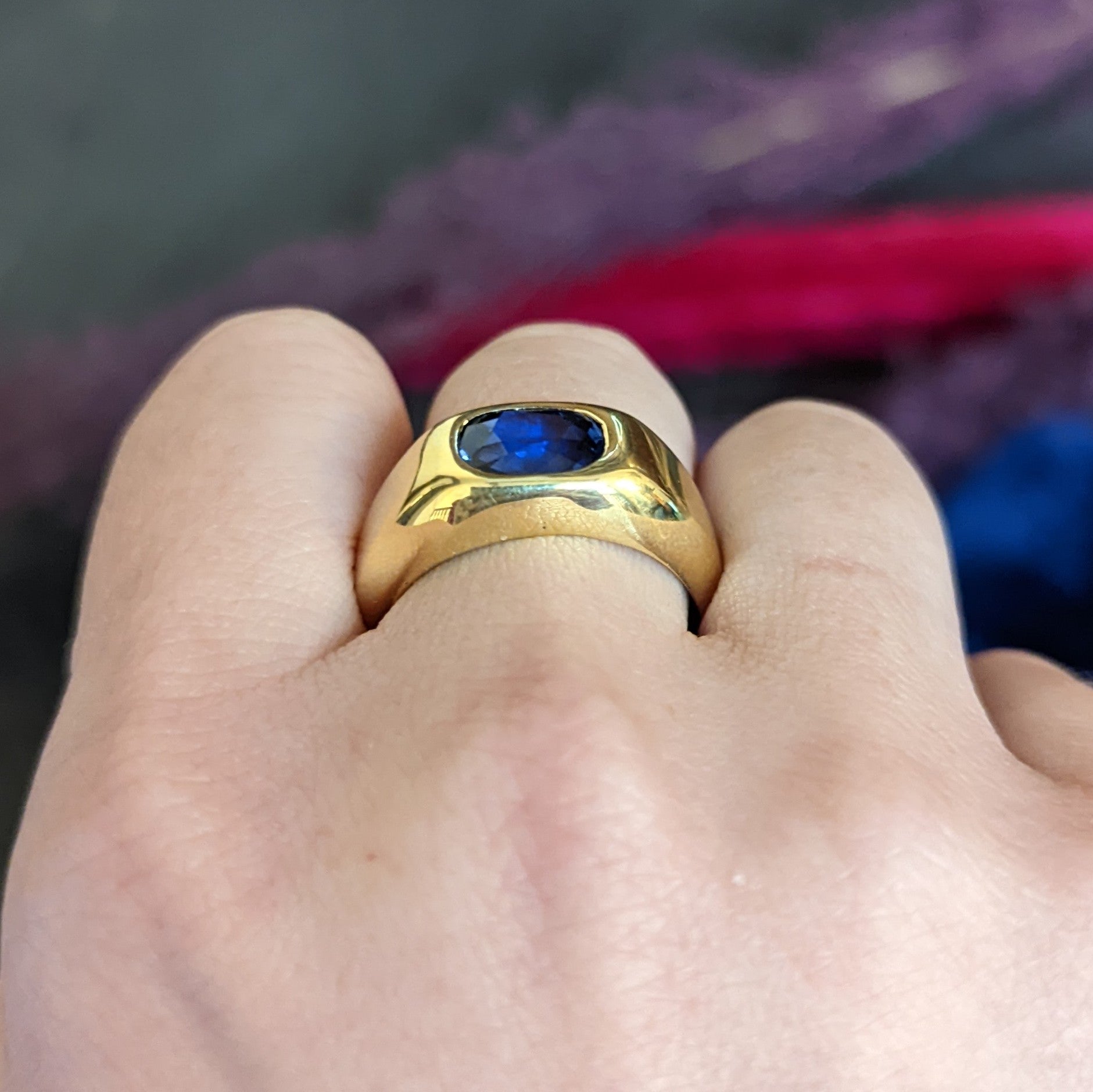 Schlumberger Tiffany & Co. Vintage 3.49 Ctw No Heat Ceylon Sapphire 18 Karat Gold Unisex Ring Wilson's Antique & Estate Jewelry