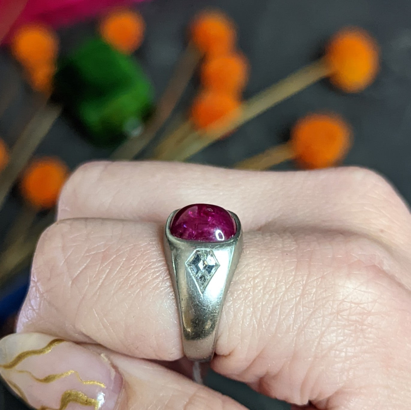 Mid-Century 5.75 CTW No Heat Burmese Ruby Diamond Platinum Unisex Band Ring GIA Wilson's Estate Jewelry