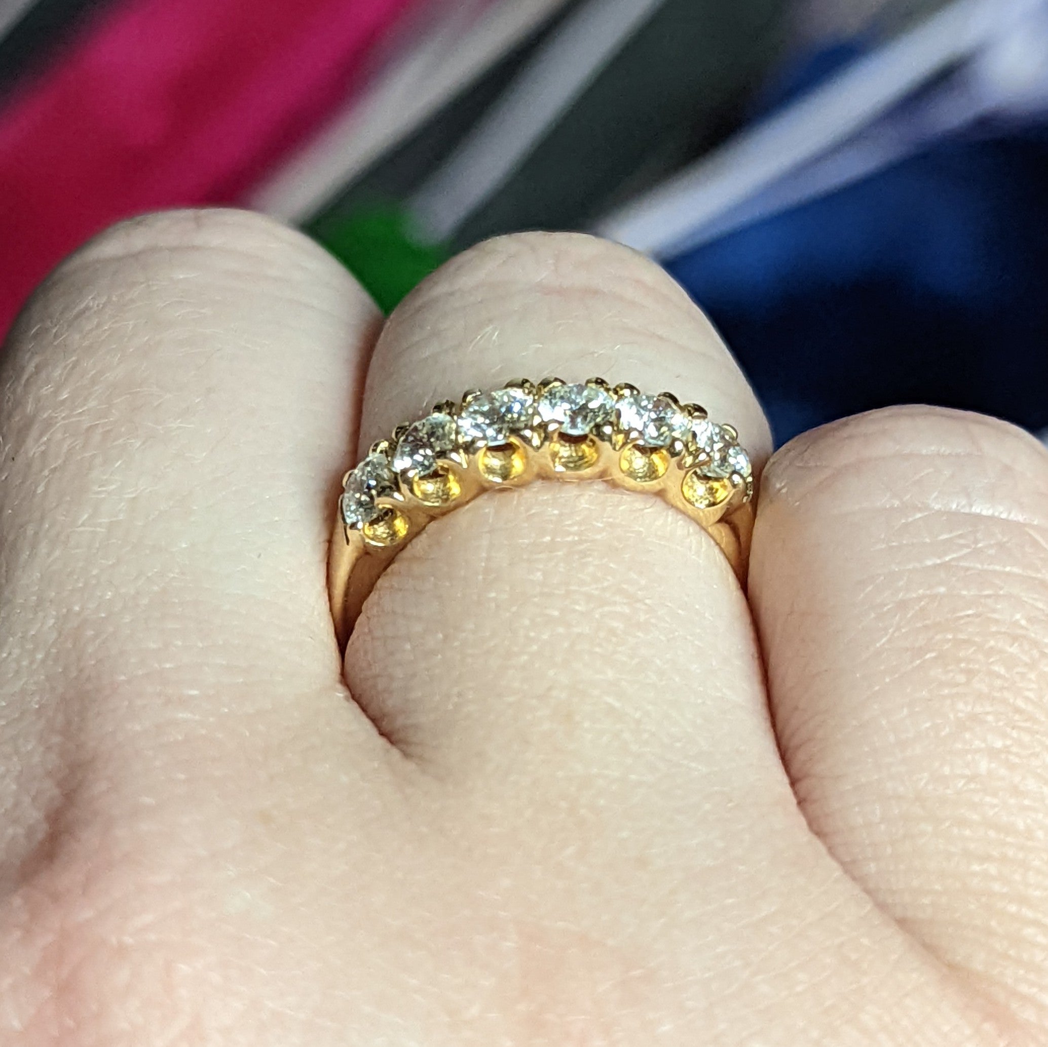 Vintage 0.90 CTW Diamond 14 Karat Yellow Gold Fishtail Wedding Band Ring Wilson's Estate Jewelry