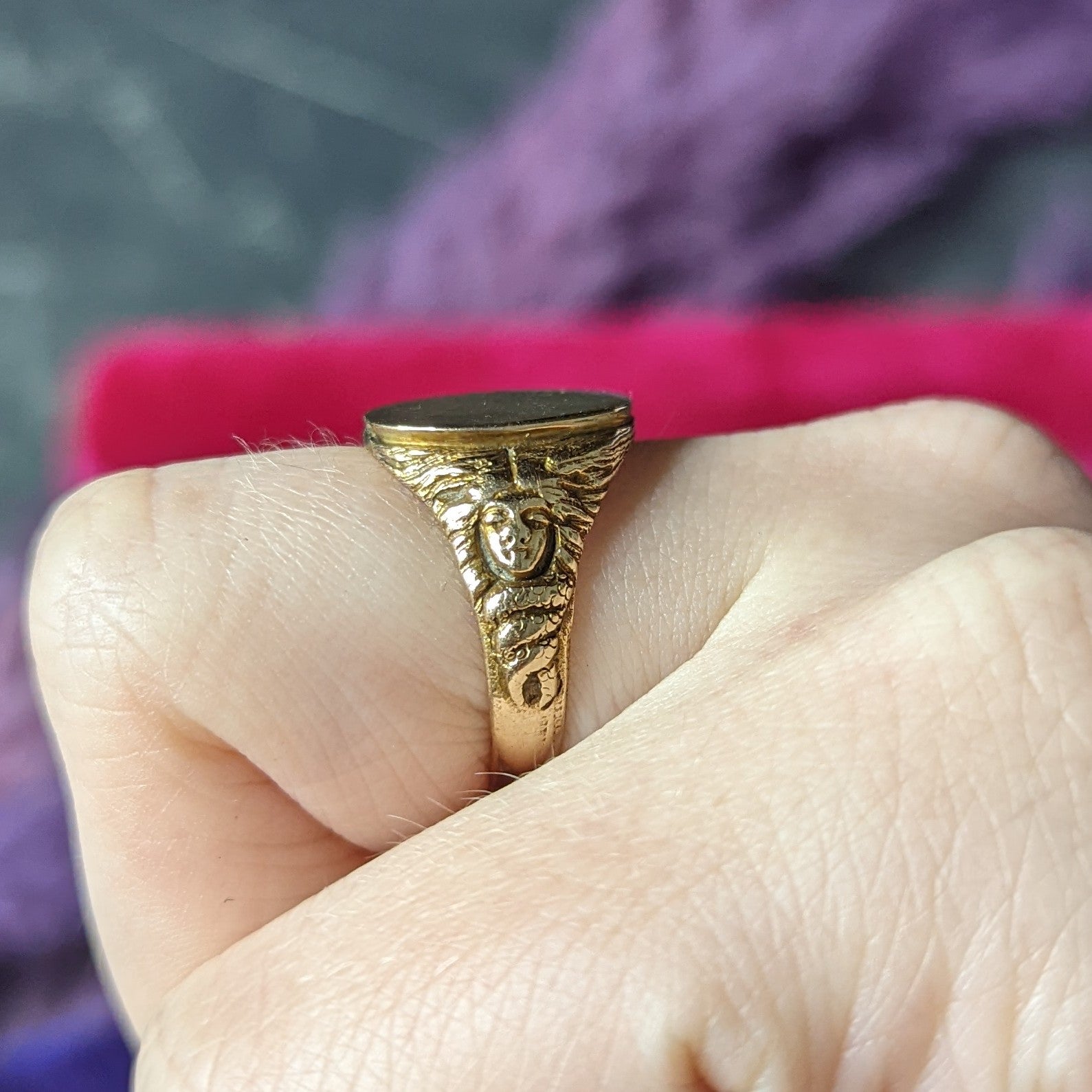 Art Nouveau 14 Karat Yellow Gold Medusa Snake Unisex Signet Antique Ring Wilson's Estate Jewelry