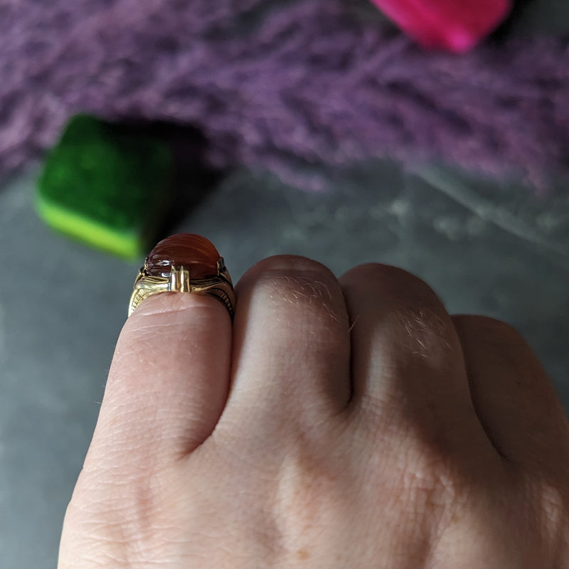 Vintage Intaglio Carved Carnelian and Sterling Silver Ring Size 5.5, Middle  Eastern Nomadic Jewelry