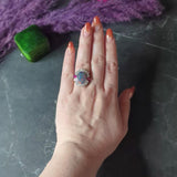 Black Opal Ruby Diamond Platinum Cluster Cocktail Vintage Ring