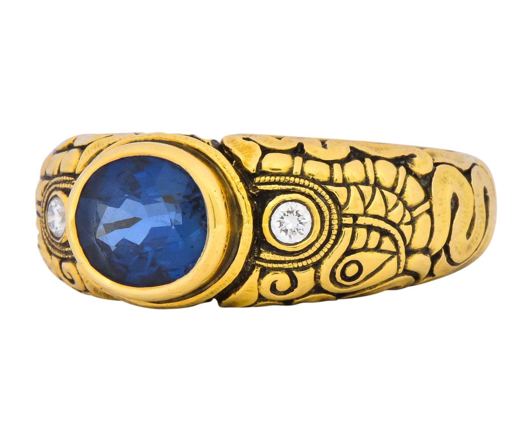 Alex Sepkus 1.58 CTW Sapphire Diamond 18 Karat Gold Dragon Ring - Wilson's Estate Jewelry