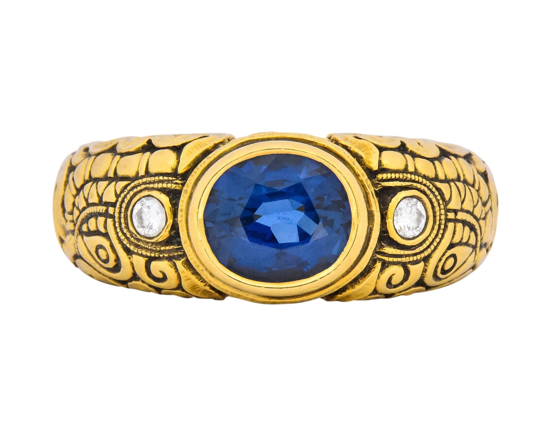 Alex Sepkus 1.58 CTW Sapphire Diamond 18 Karat Gold Dragon Ring - Wilson's Estate Jewelry