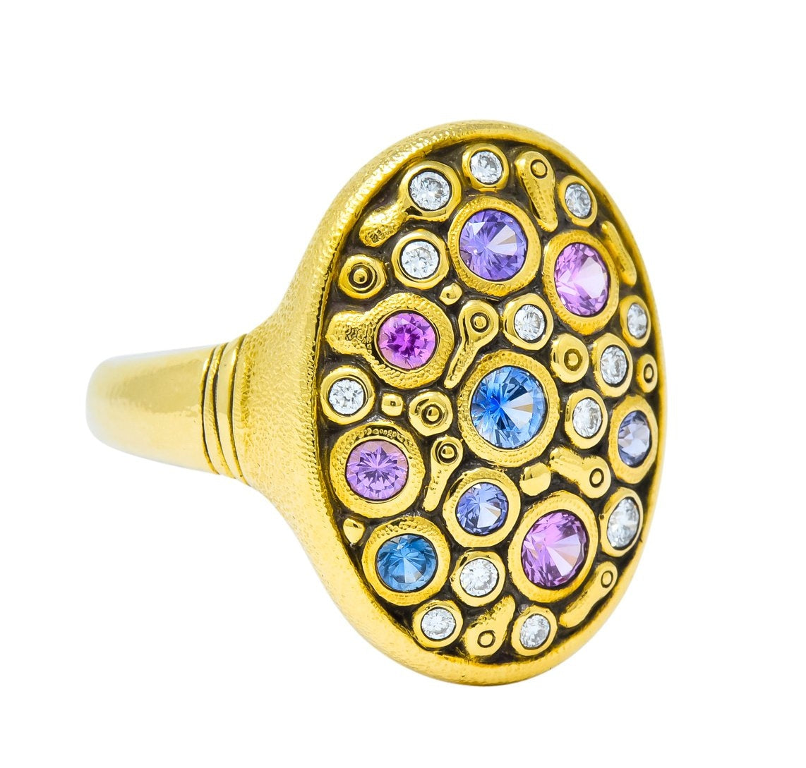 Alex Sepkus 1.80 CTW Diamond Multi-Sapphire 18 Karat Gold Constellation Ring - Wilson's Estate Jewelry