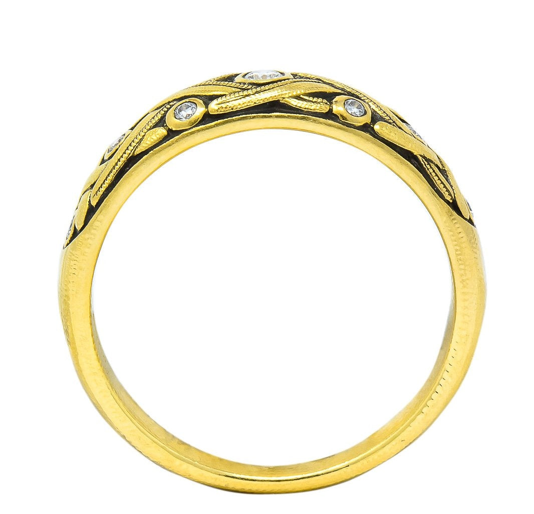 Alex Sepkus Diamond 18 Karat Yellow Gold Band Stackable Ring - Wilson's Estate Jewelry