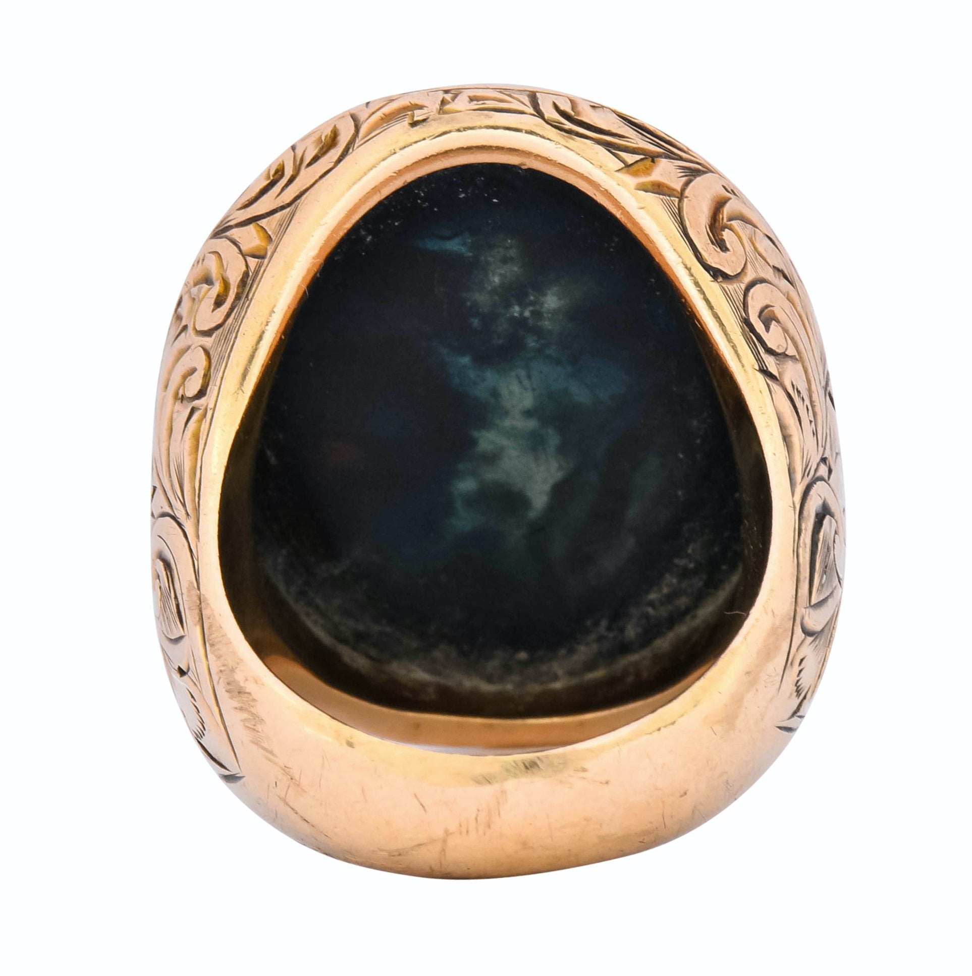 Allsopp Bros. Art Nouveau Jasper Cabochon 14 Karat Gold Ring - Wilson's Estate Jewelry