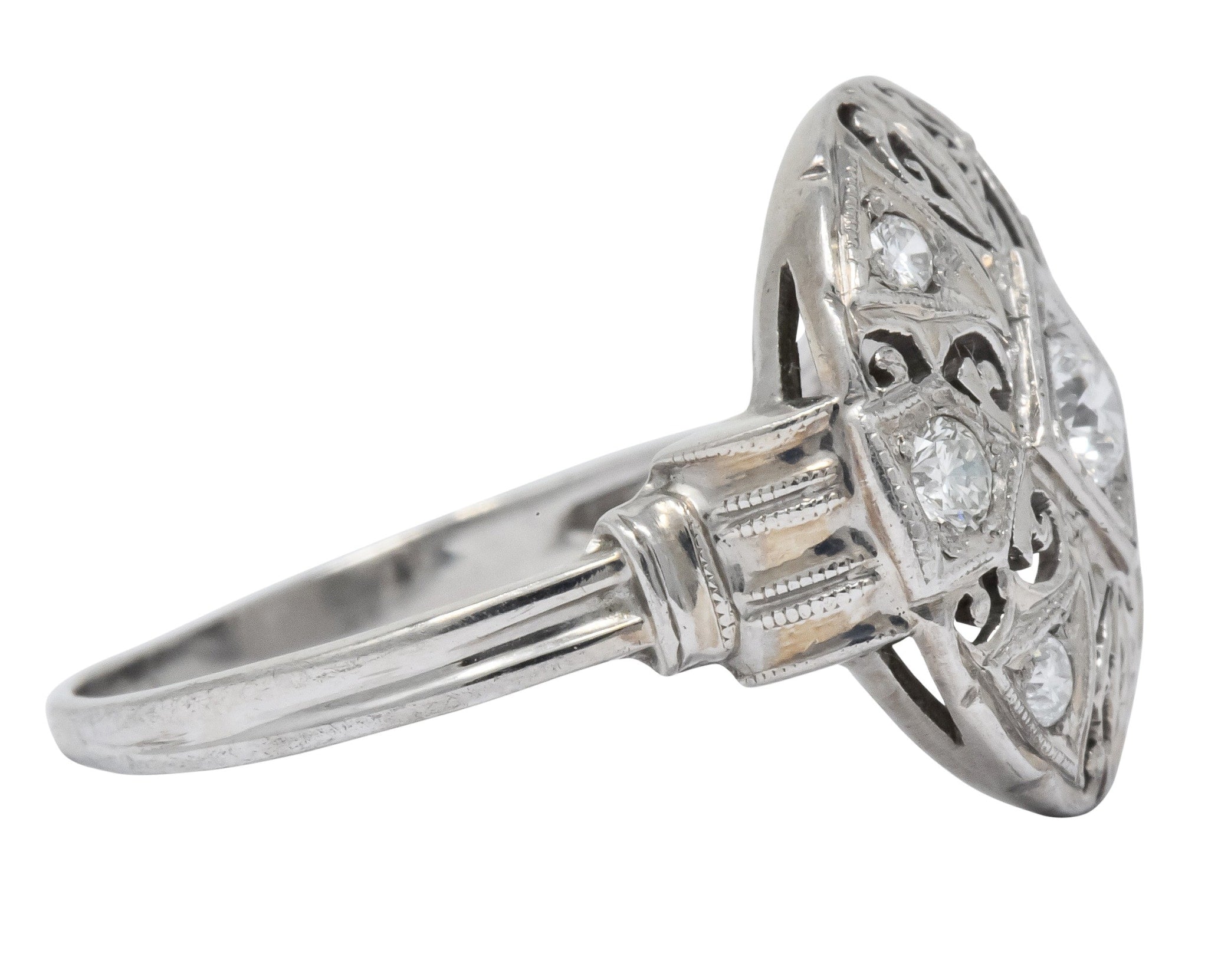 Art Deco 0.40 CTW Diamond Platinum 14 Karat White Gold Ring - Wilson's Estate Jewelry