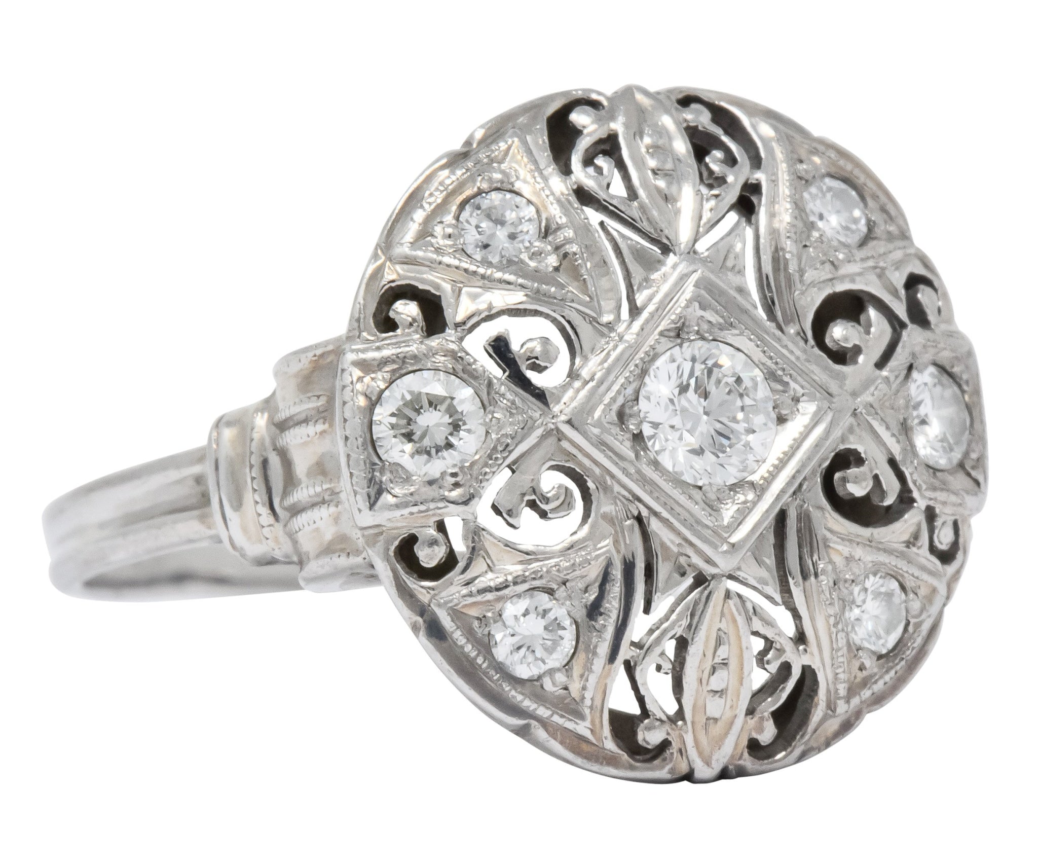 Art Deco 0.40 CTW Diamond Platinum 14 Karat White Gold Ring - Wilson's Estate Jewelry