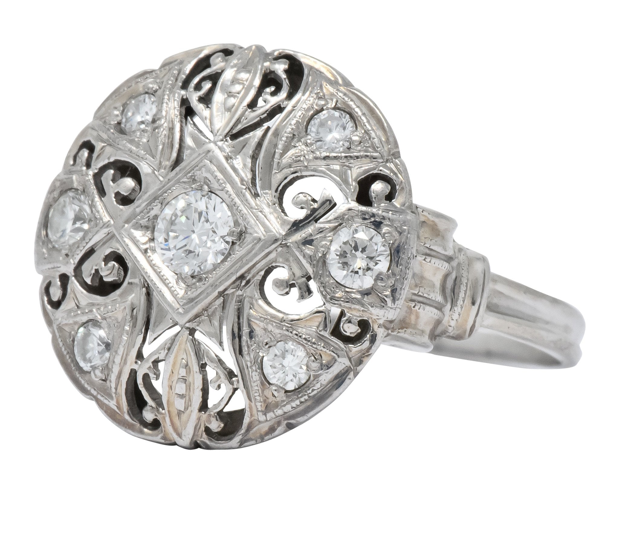 Art Deco 0.40 CTW Diamond Platinum 14 Karat White Gold Ring - Wilson's Estate Jewelry