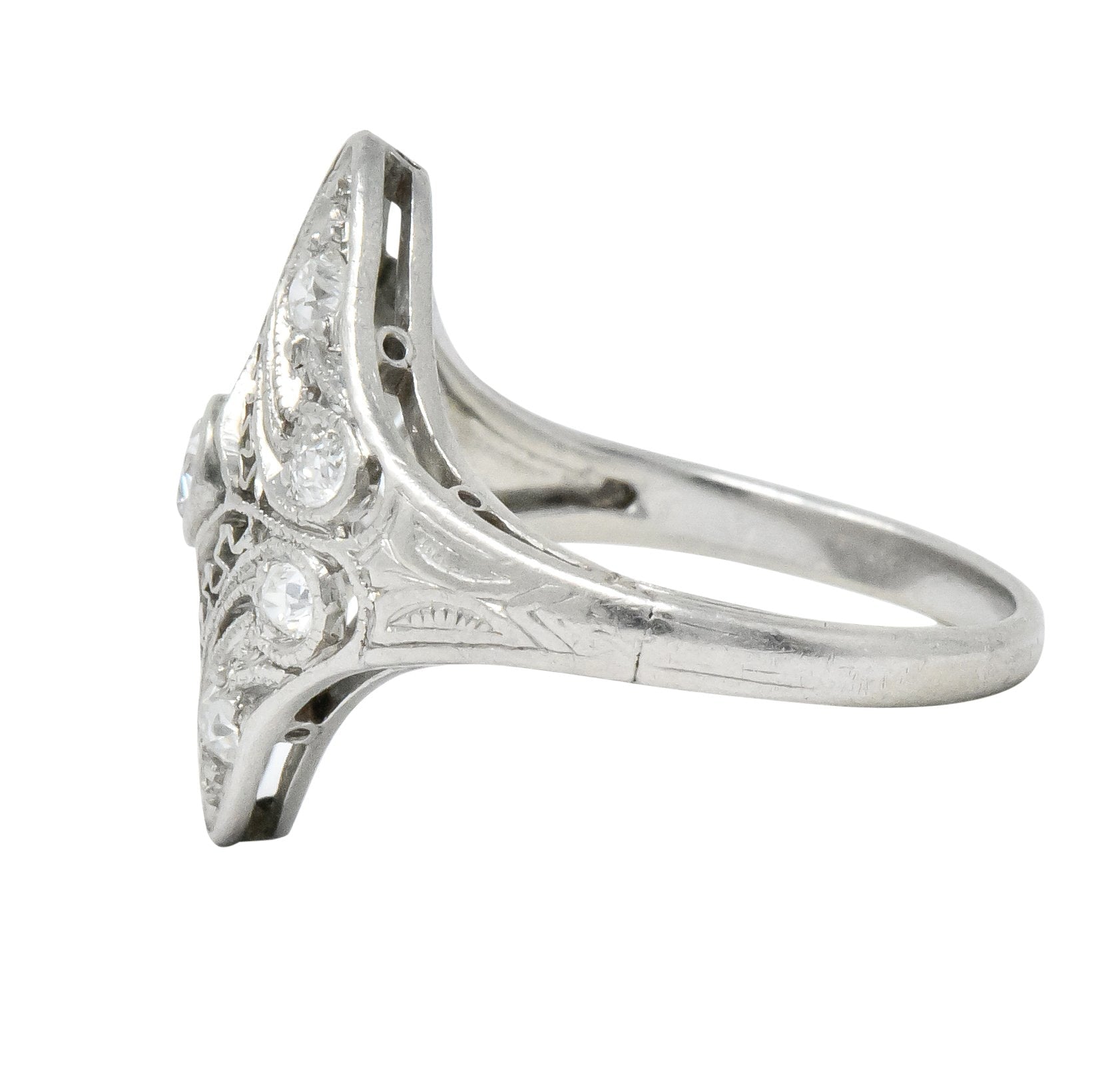 Art Deco 0.43 CTW Diamond Platinum Dinner Ring - Wilson's Estate Jewelry