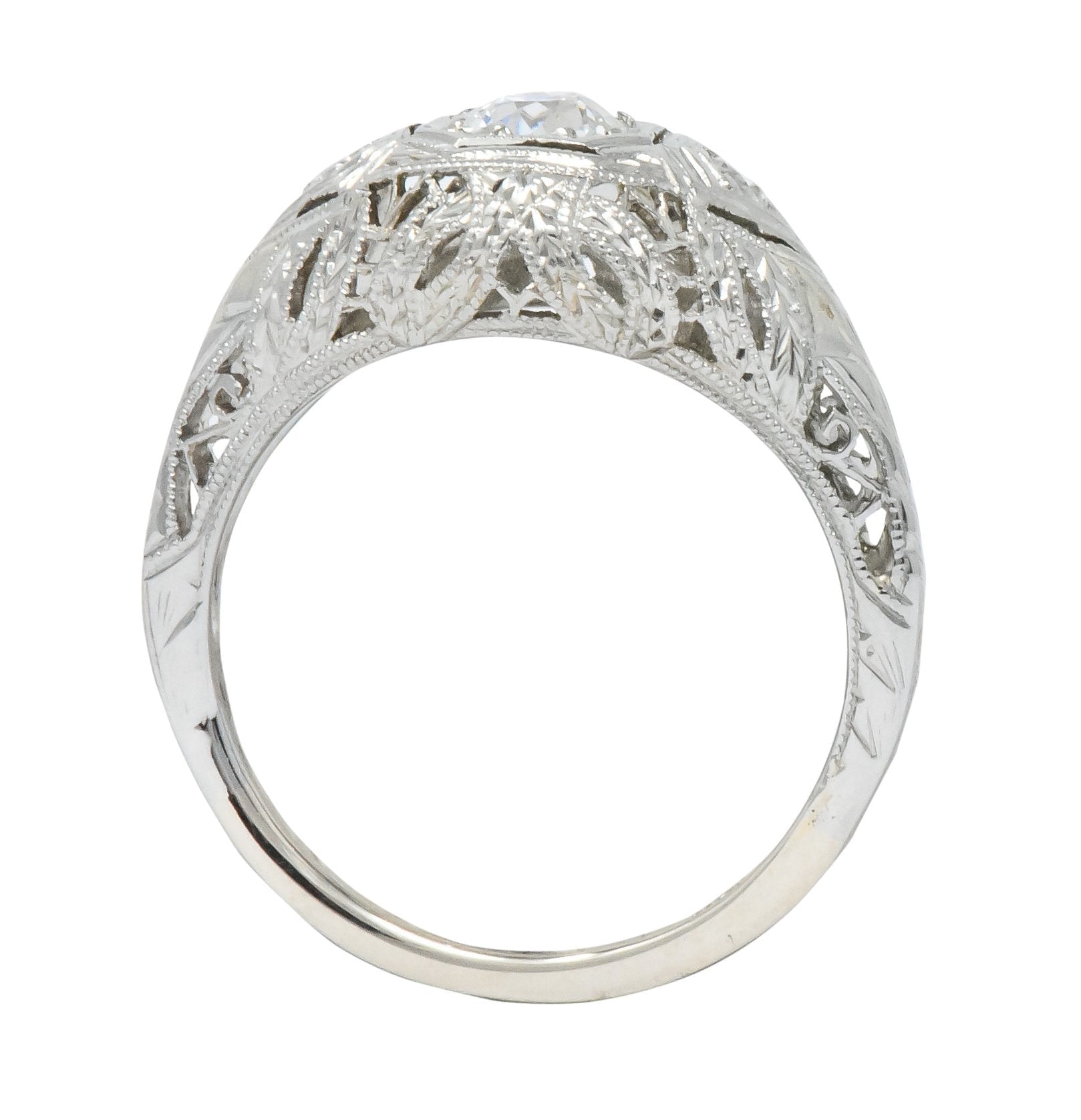 Art Deco 0.48 CTW Diamond 18 Karat White Gold Engagement Ring Wilson's Antique & Estate Jewelry