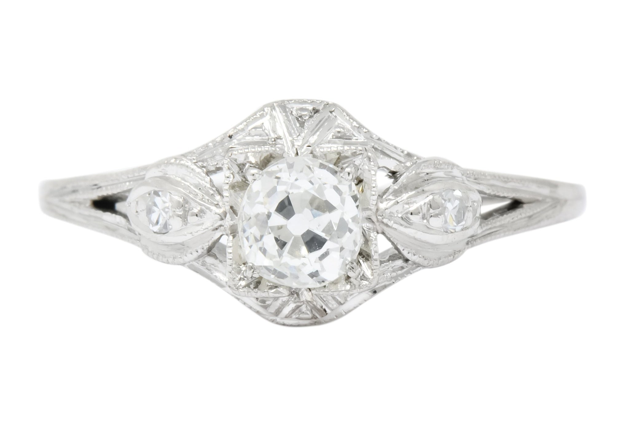 Art Deco 0.49 CTW Old European Diamond Platinum Engagement Ring - Wilson's Estate Jewelry