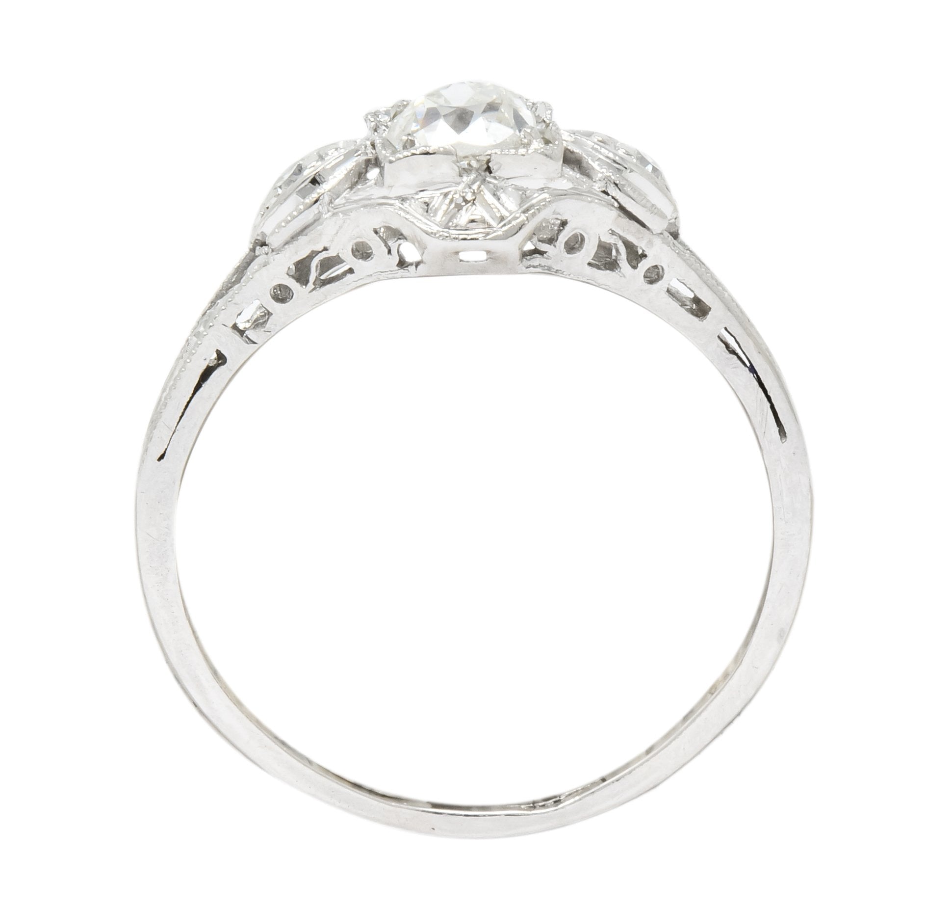 Art Deco 0.49 CTW Old European Diamond Platinum Engagement Ring - Wilson's Estate Jewelry