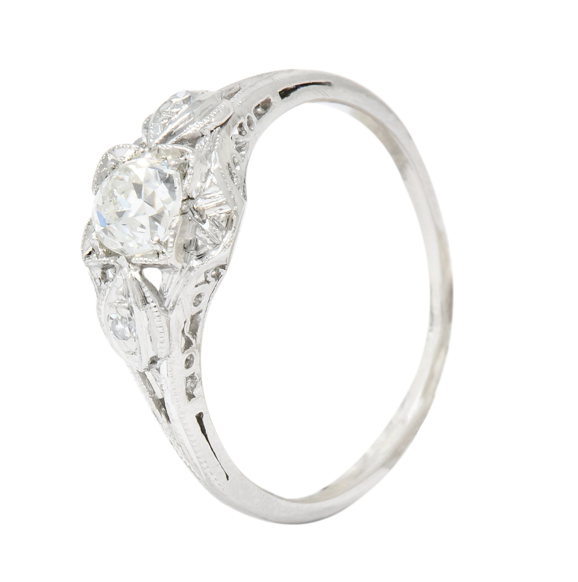 Art Deco 0.49 CTW Old European Diamond Platinum Engagement Ring - Wilson's Estate Jewelry