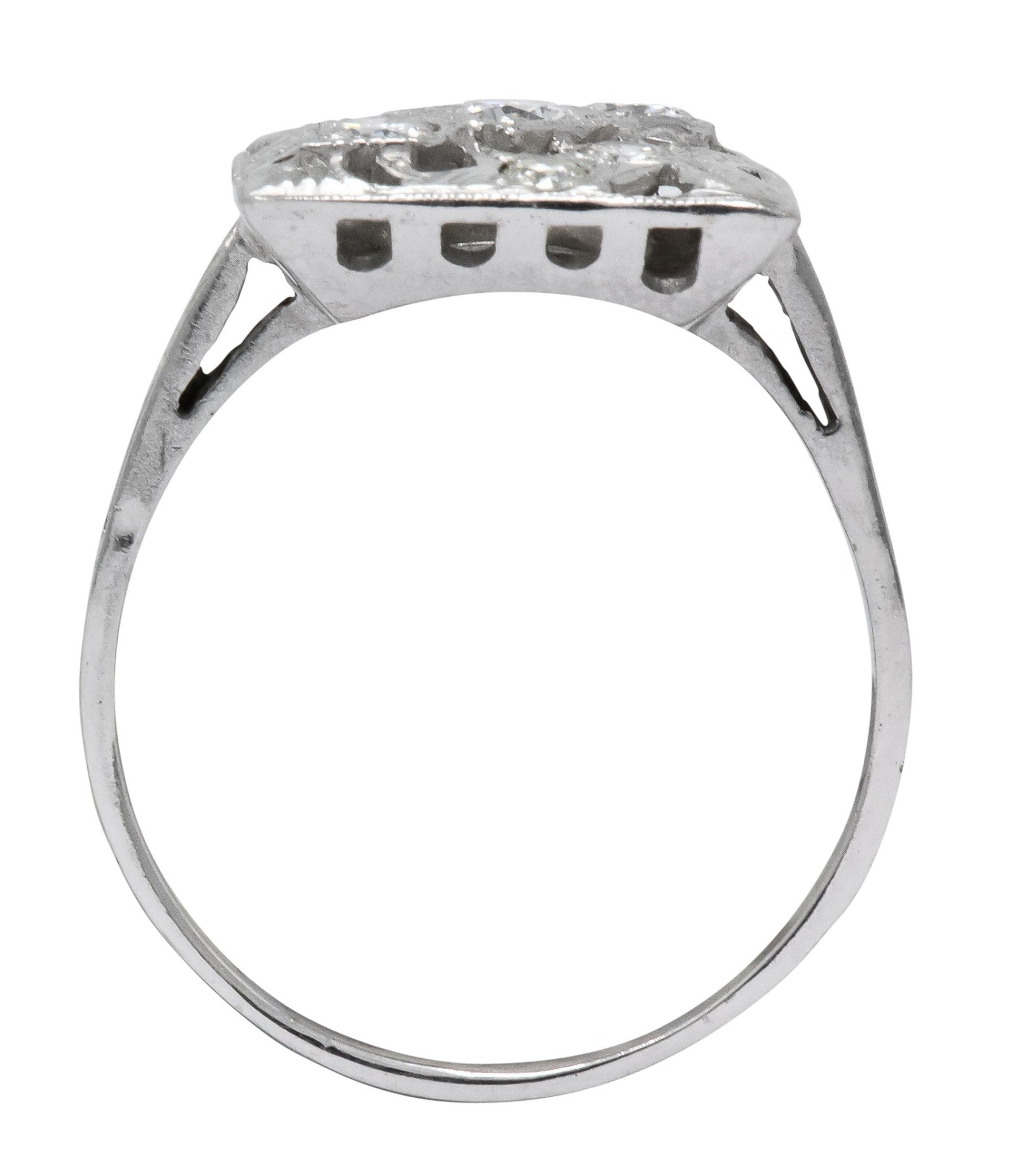 Art Deco 0.55 CTW Diamond 14 Karat White Gold Cocktail Ring - Wilson's Estate Jewelry