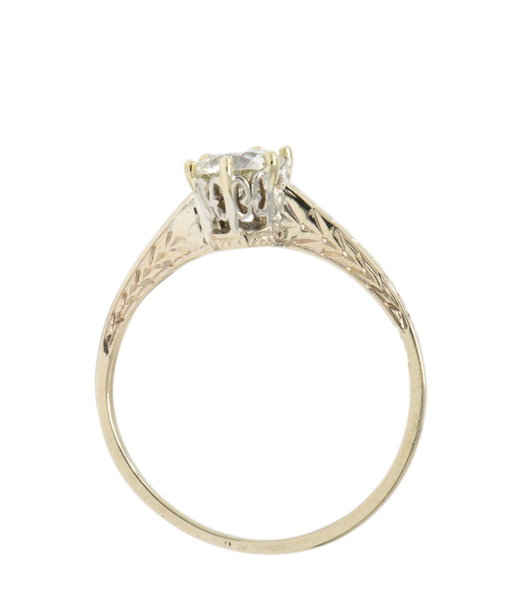 Art Deco 0.57 Carat Diamond 14 Karat Gold Solitaire Engagement Ring GIA Wilson's Estate Jewelry