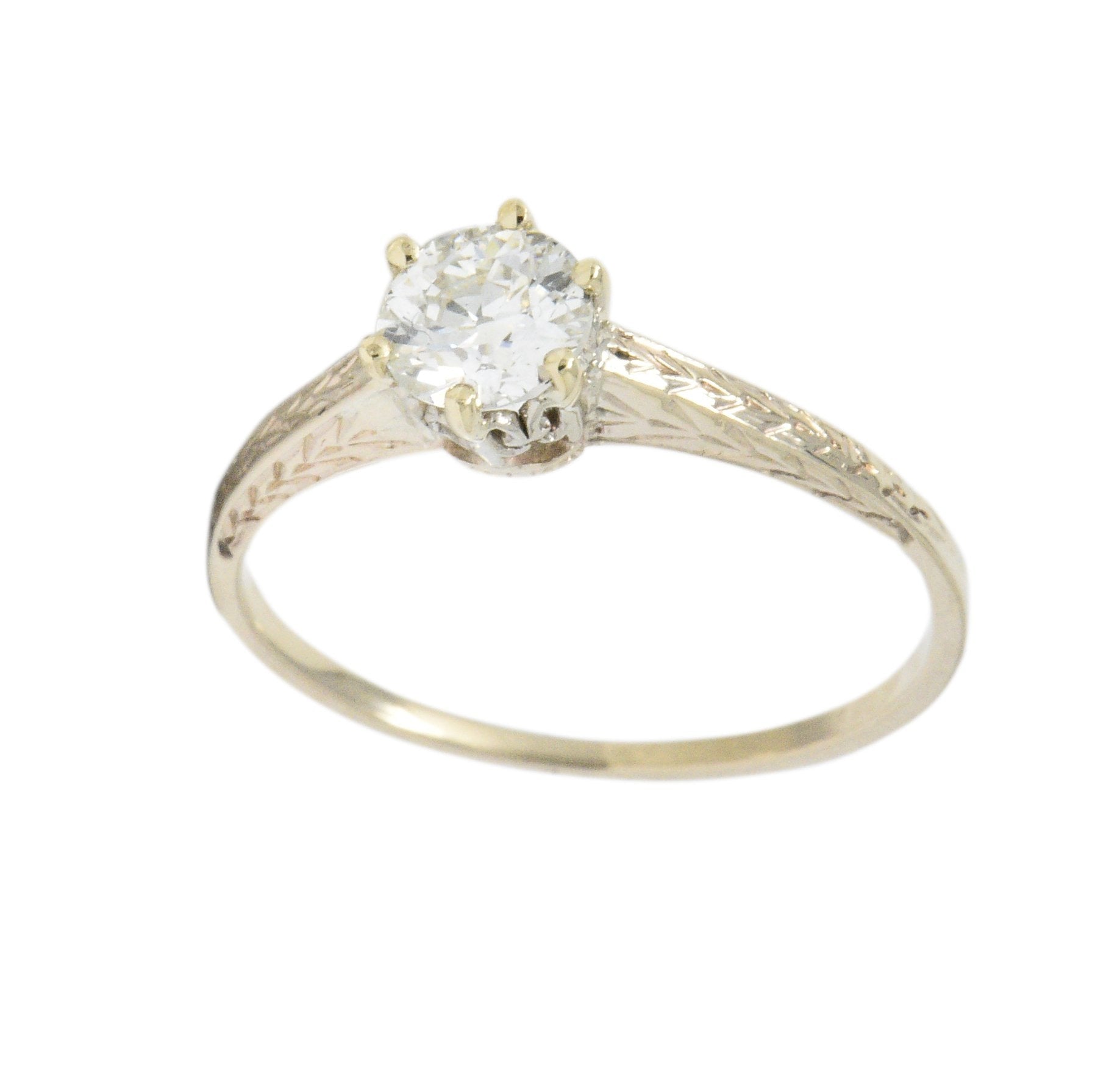 Art Deco 0.57 Carat Diamond 14 Karat Gold Solitaire Engagement Ring GIA Wilson's Estate Jewelry