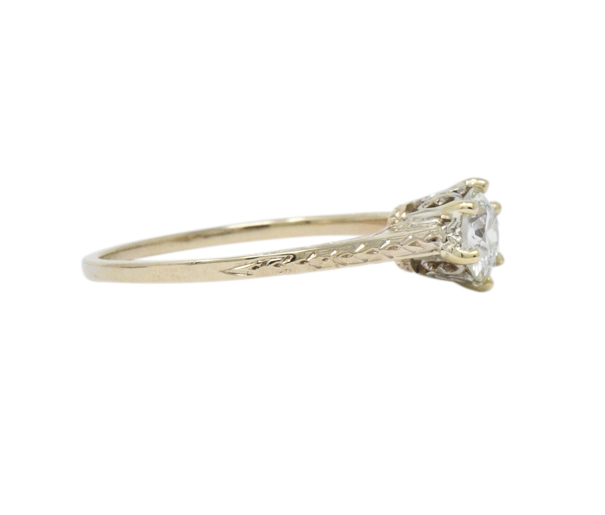 Art Deco 0.57 Carat Diamond 14 Karat Gold Solitaire Engagement Ring GIA Wilson's Estate Jewelry