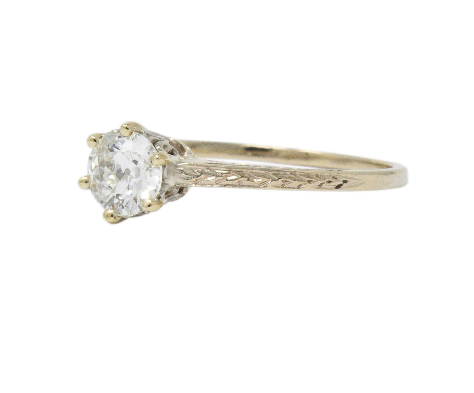 Art Deco 0.57 Carat Diamond 14 Karat Gold Solitaire Engagement Ring GIA Wilson's Estate Jewelry