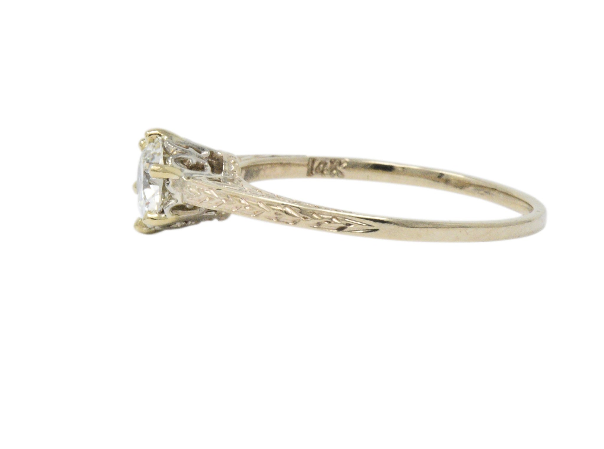 Art Deco 0.57 Carat Diamond 14 Karat Gold Solitaire Engagement Ring GIA Wilson's Estate Jewelry