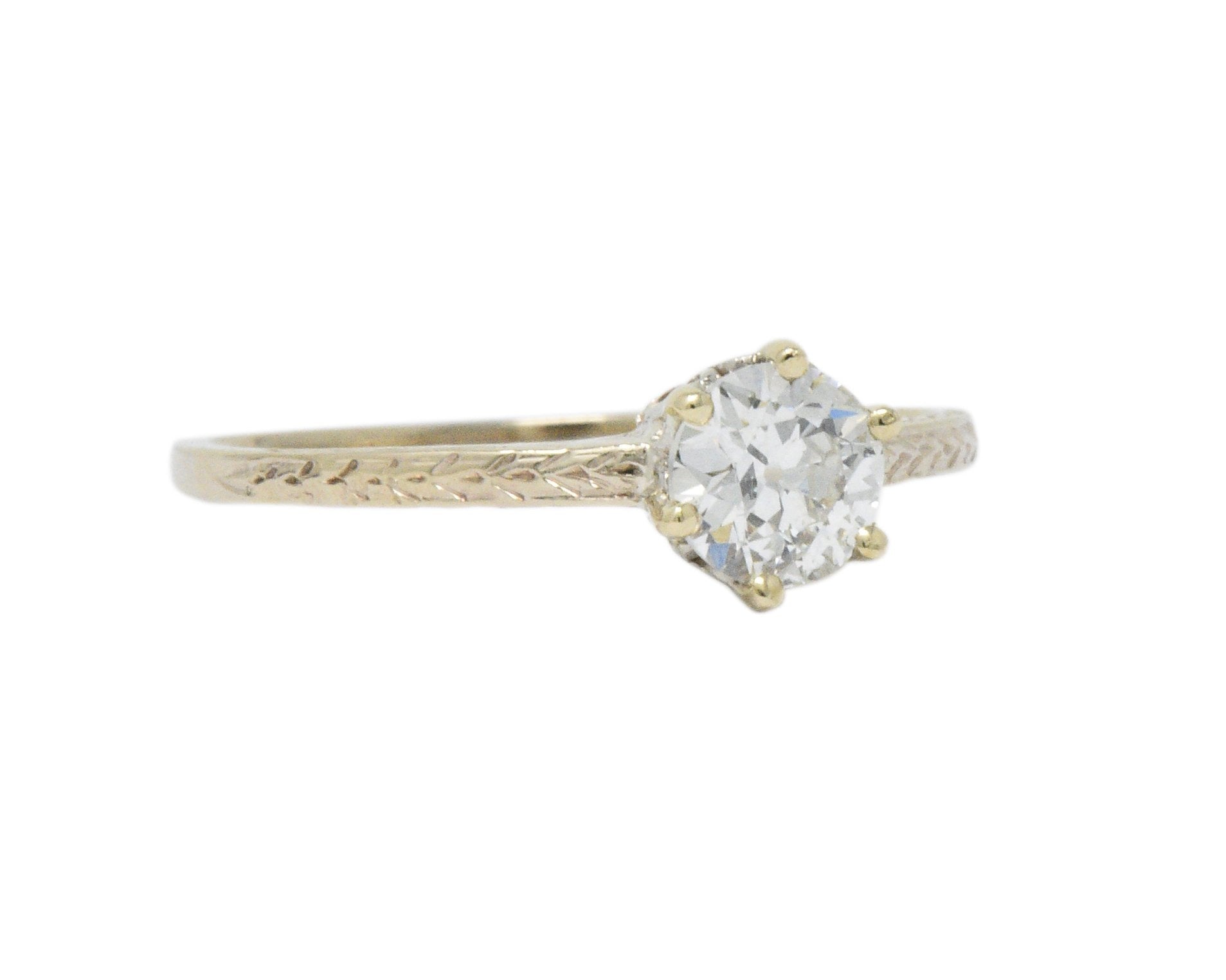 Art Deco 0.57 Carat Diamond 14 Karat Gold Solitaire Engagement Ring GIA Wilson's Estate Jewelry