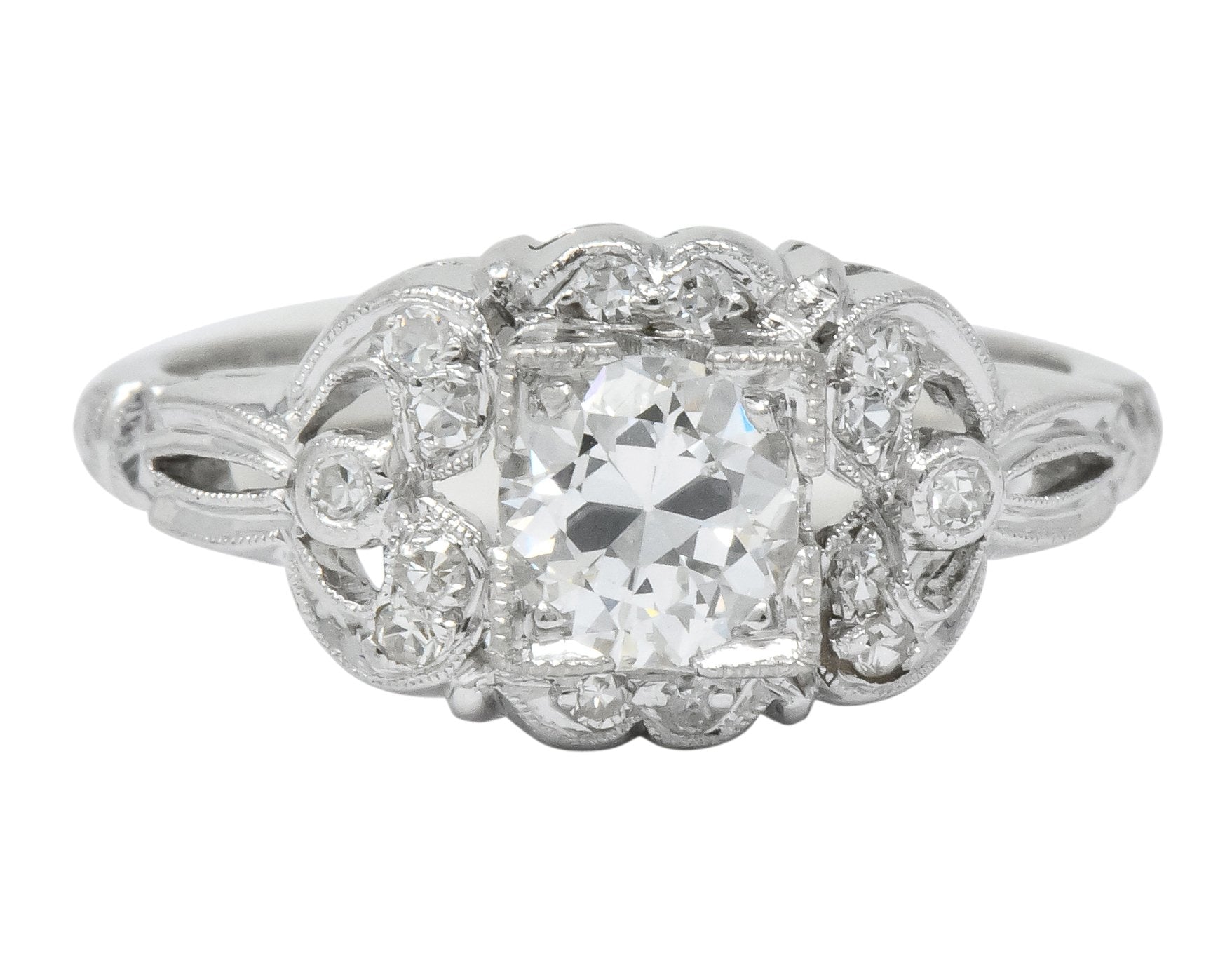 Art Deco 0.57 CTW Old European Cut Diamond Platinum Engagement Ring - Wilson's Estate Jewelry