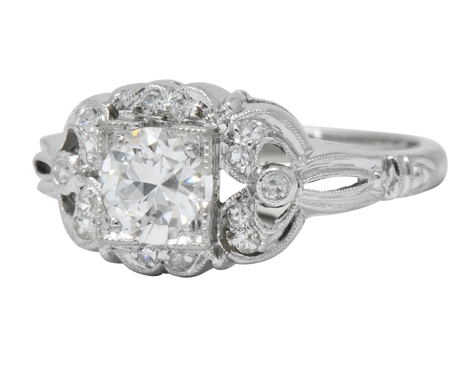 Art Deco 0.57 CTW Old European Cut Diamond Platinum Engagement Ring - Wilson's Estate Jewelry