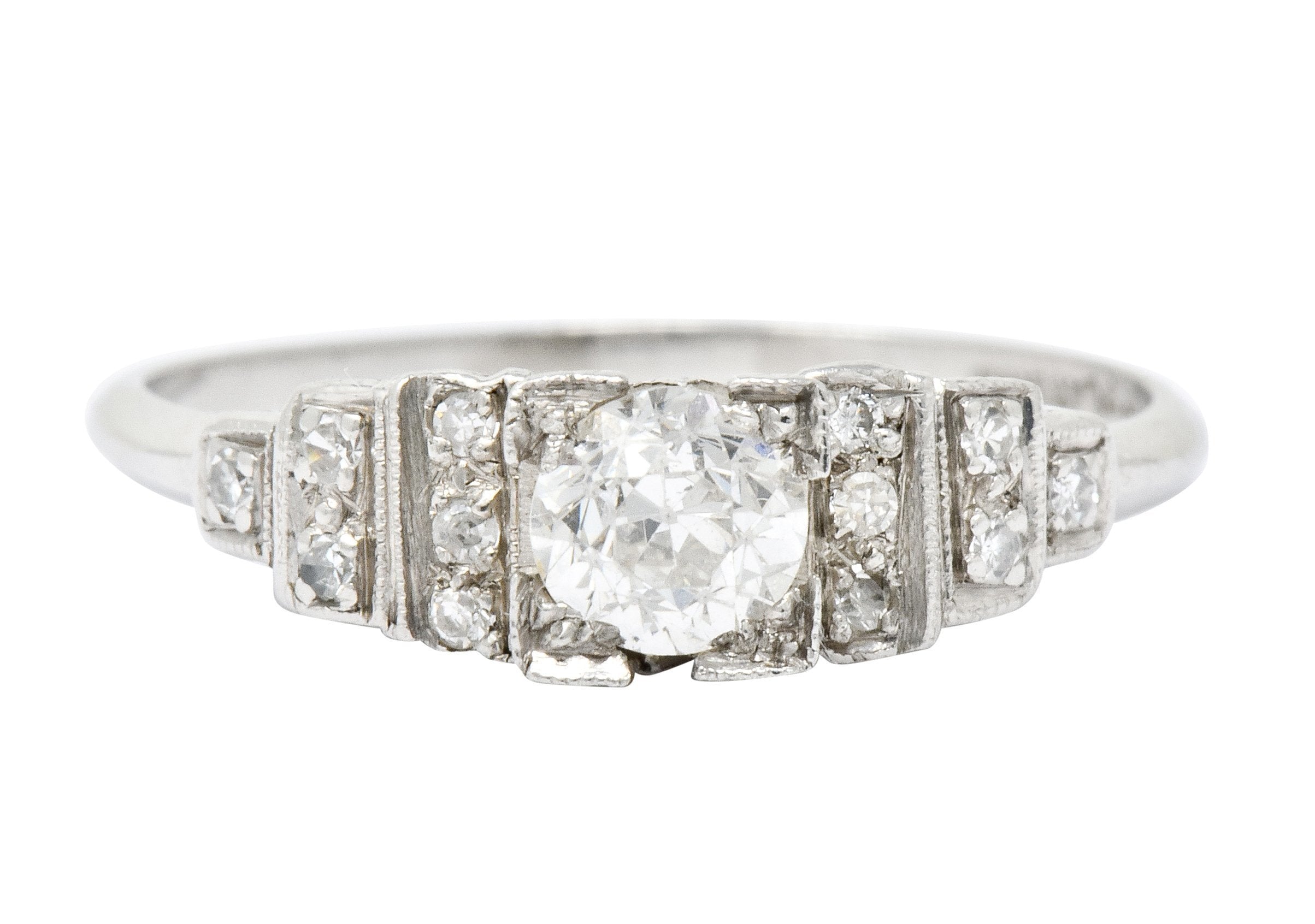 Art Deco 0.60 CTW Diamond Platinum Engagement Ring Circa 1930 - Wilson's Estate Jewelry