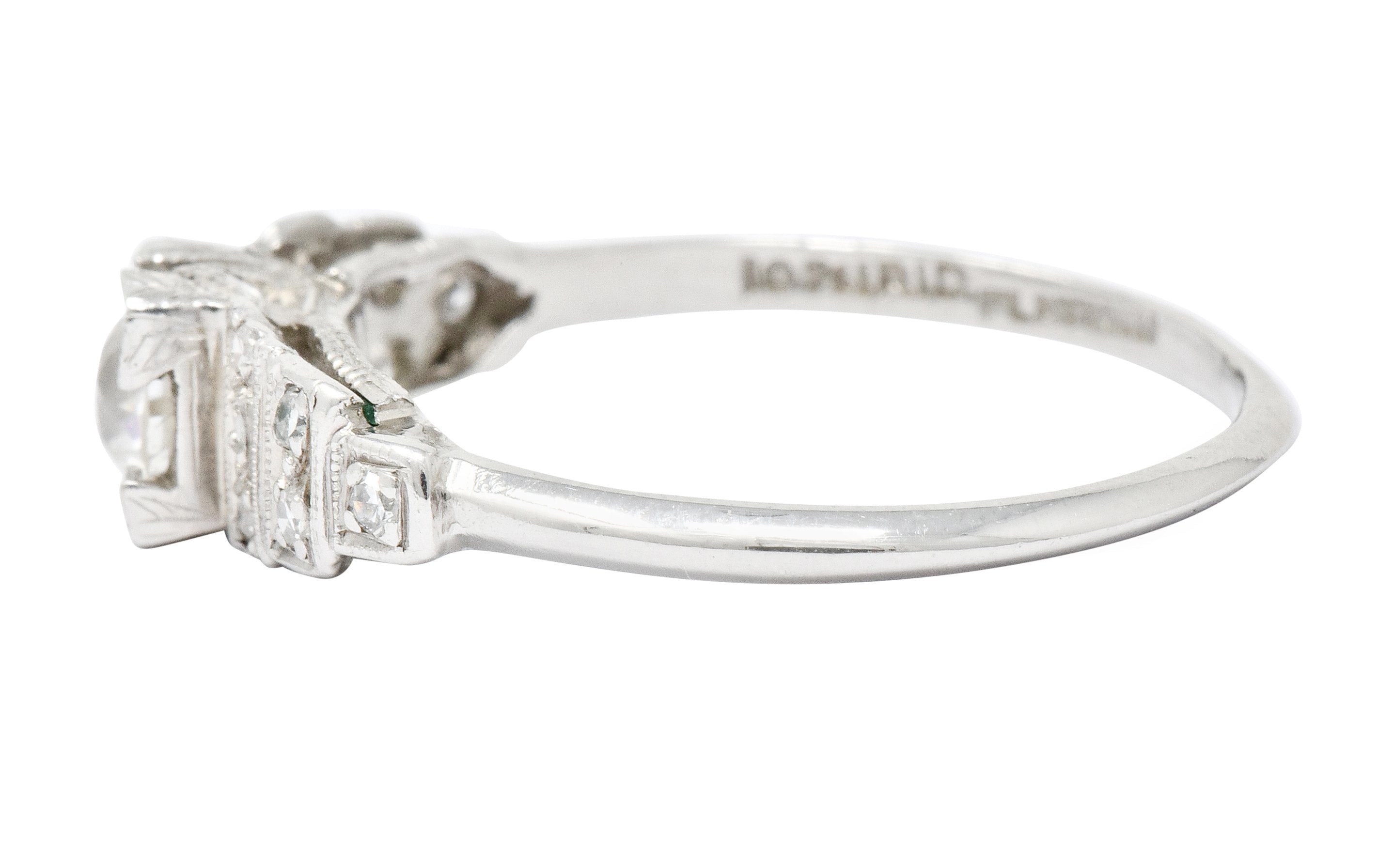 Art Deco 0.60 CTW Diamond Platinum Engagement Ring Circa 1930 - Wilson's Estate Jewelry