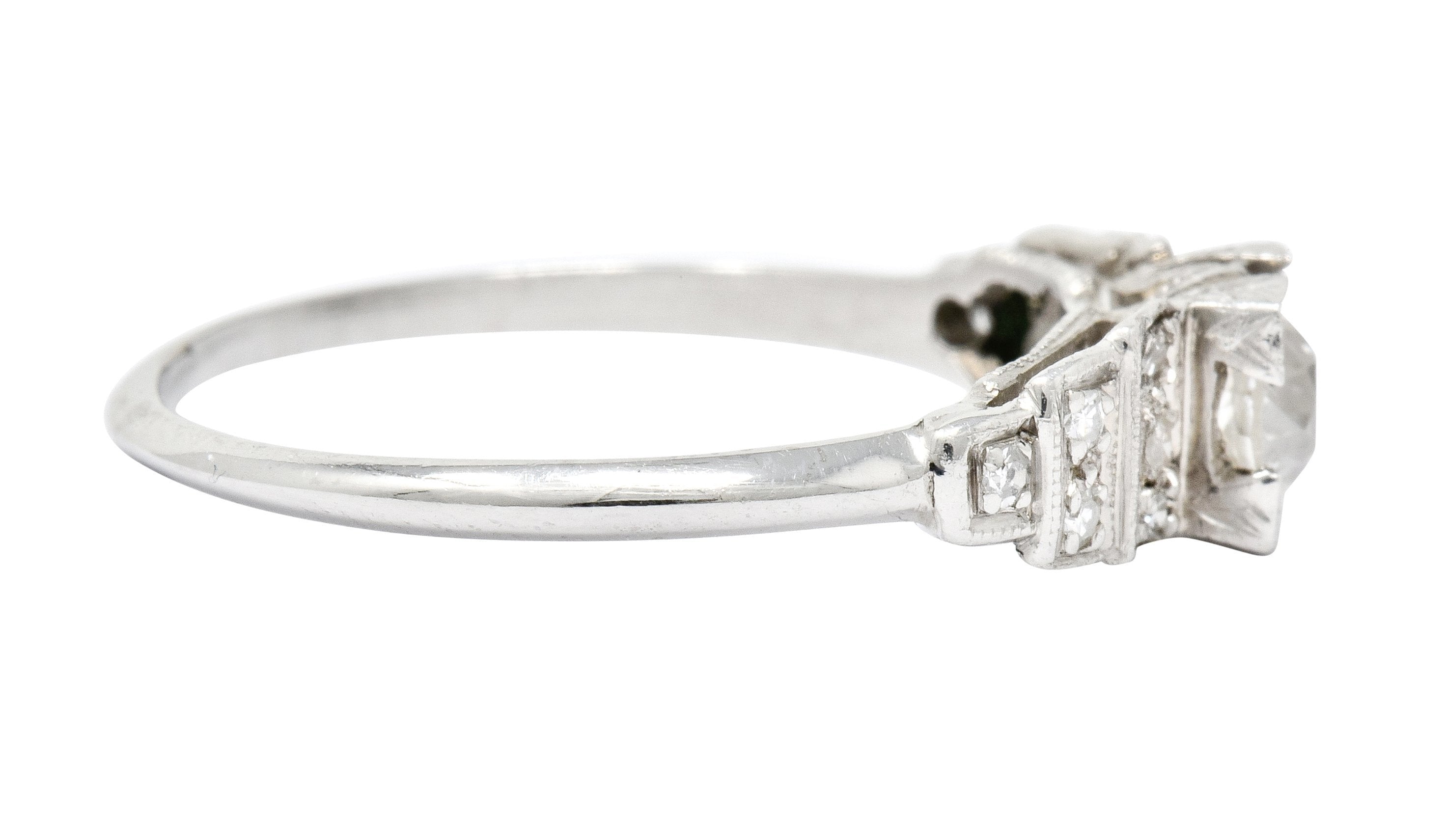 Art Deco 0.60 CTW Diamond Platinum Engagement Ring Circa 1930 - Wilson's Estate Jewelry