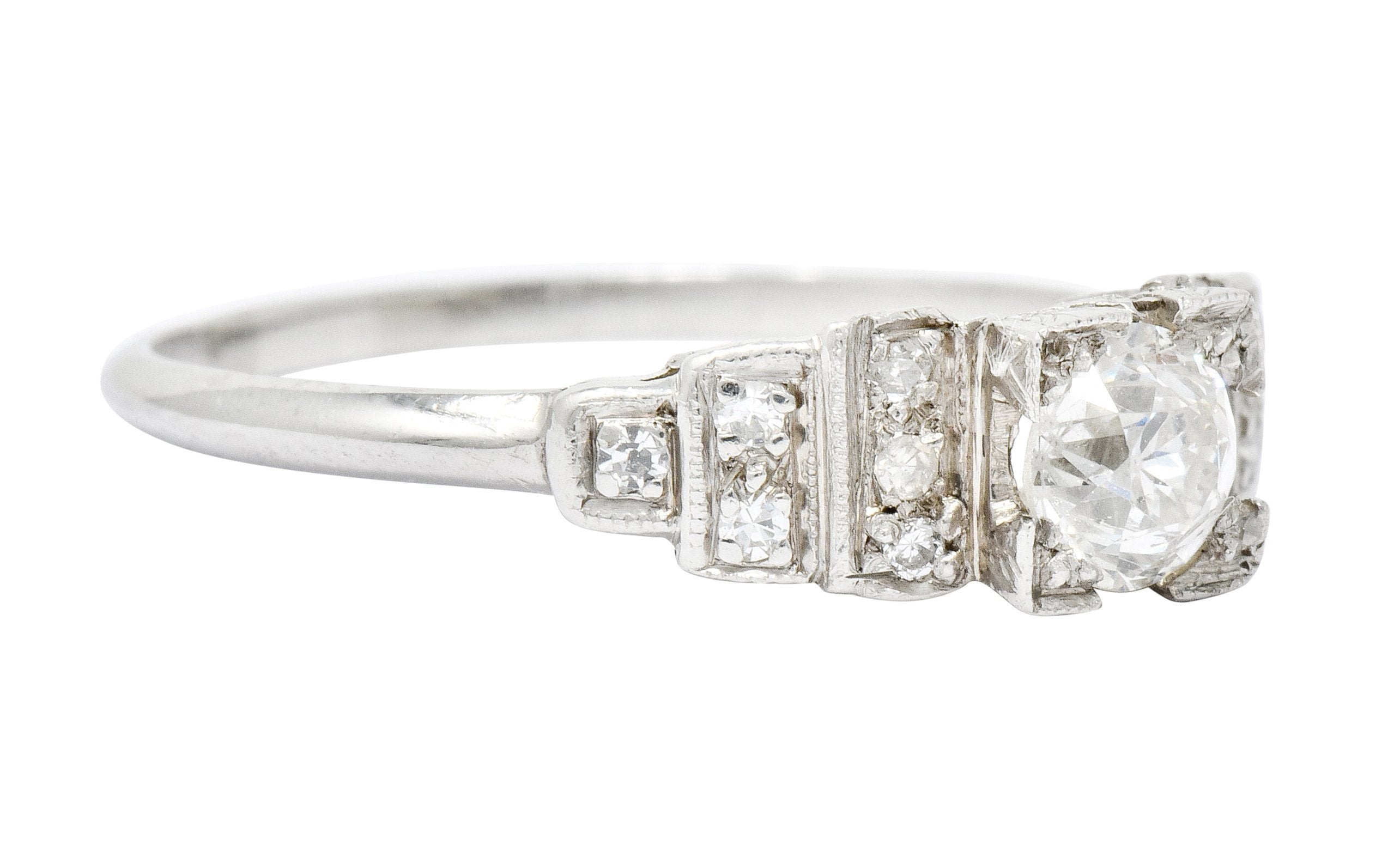 Art Deco 0.60 CTW Diamond Platinum Engagement Ring Circa 1930 - Wilson's Estate Jewelry