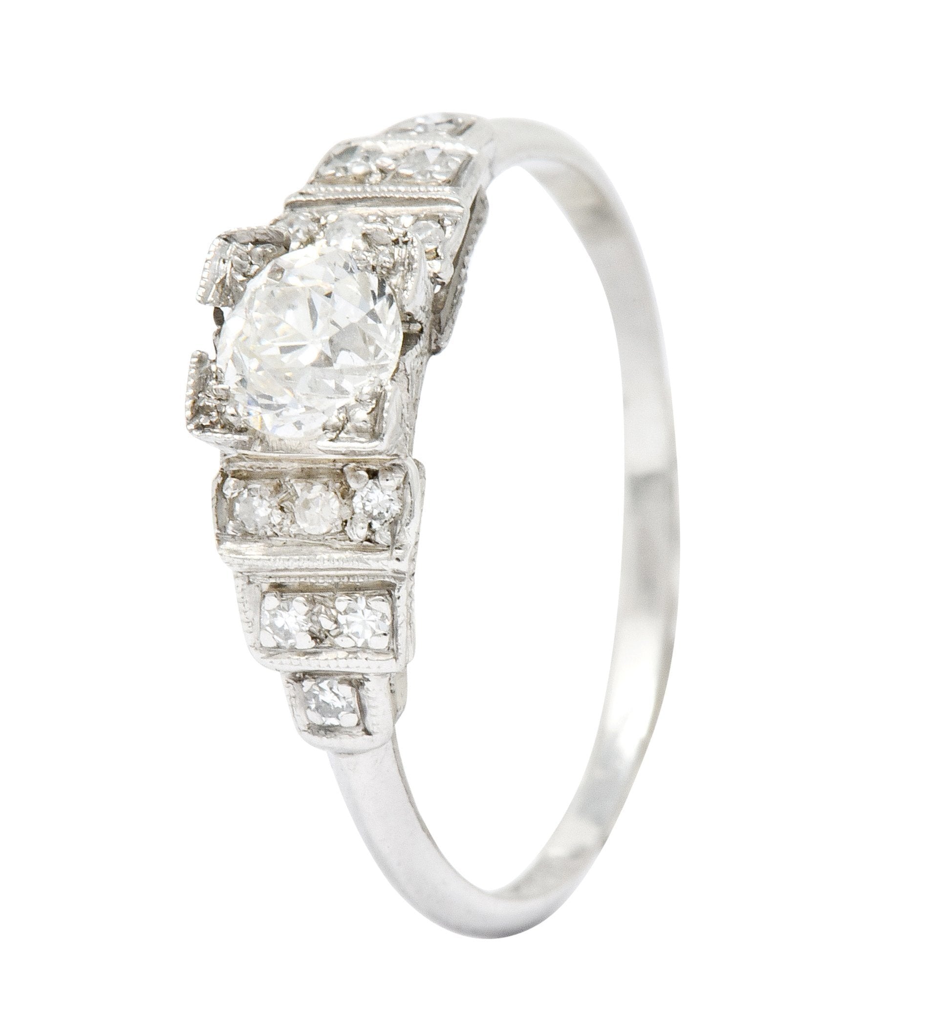 Art Deco 0.60 CTW Diamond Platinum Engagement Ring Circa 1930 - Wilson's Estate Jewelry